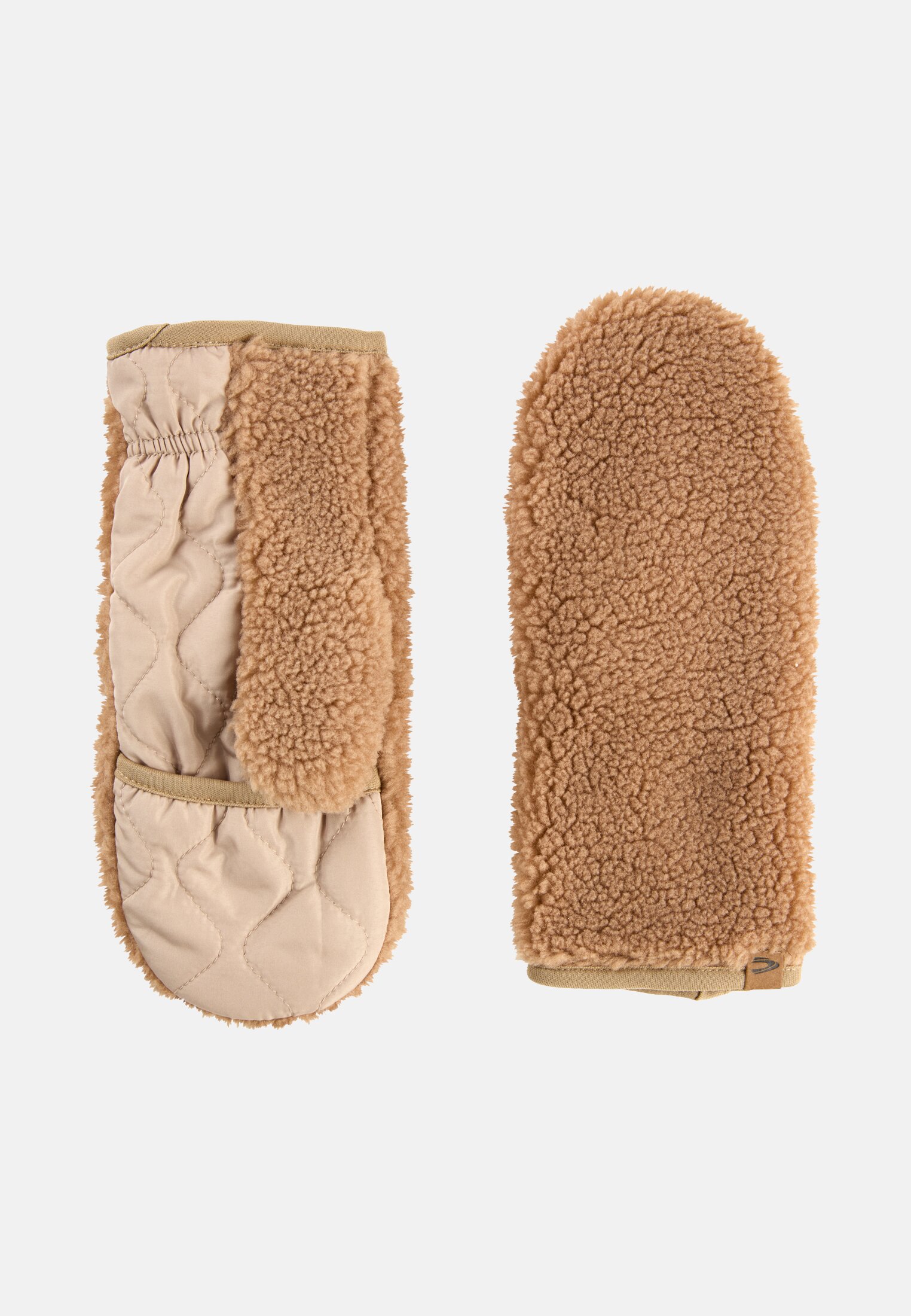 Women Teddy gloves with mixed materials Caramel close back