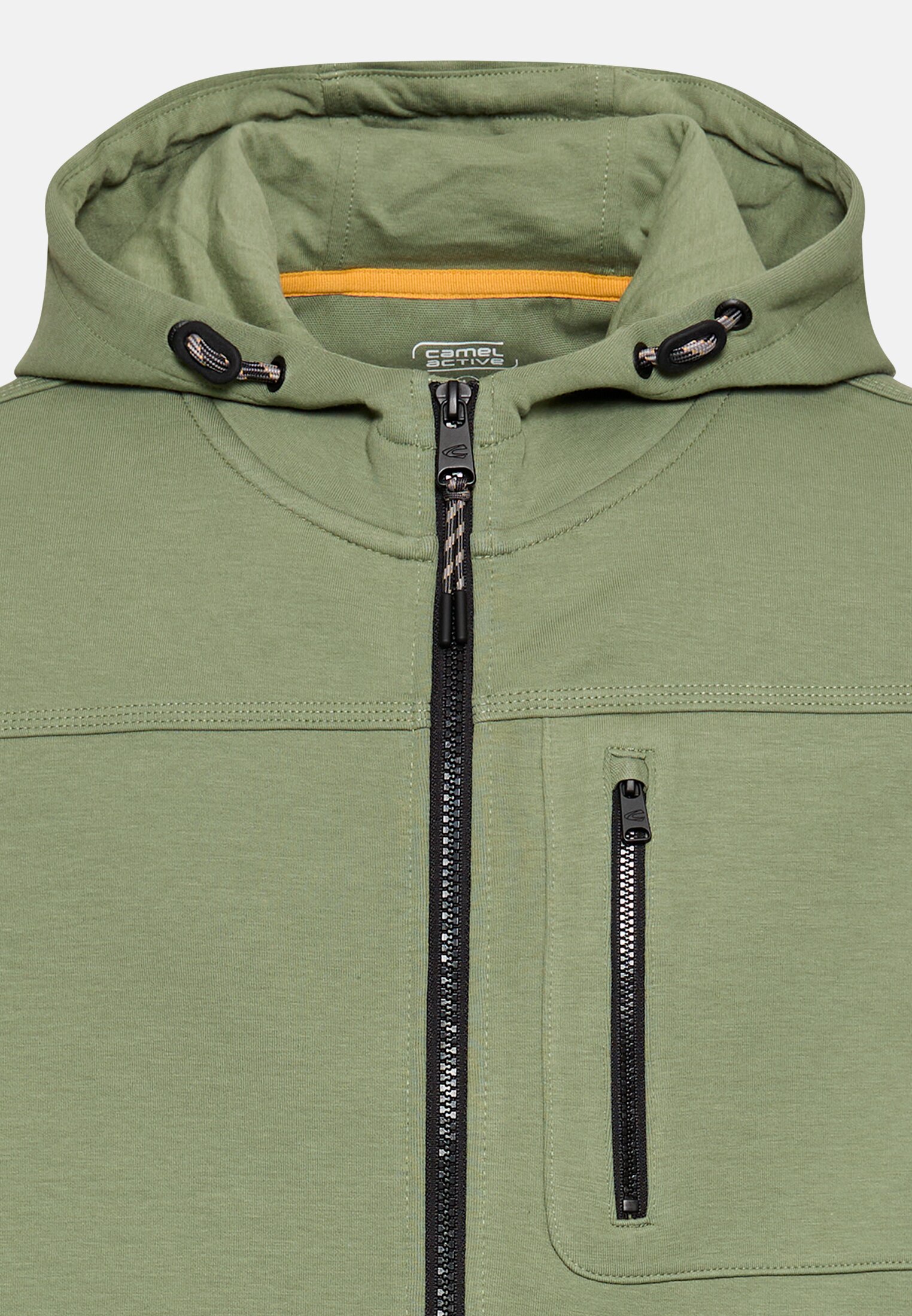 Men fleXXXactive® Sweat Jacket with a hood Leaf Green front close
