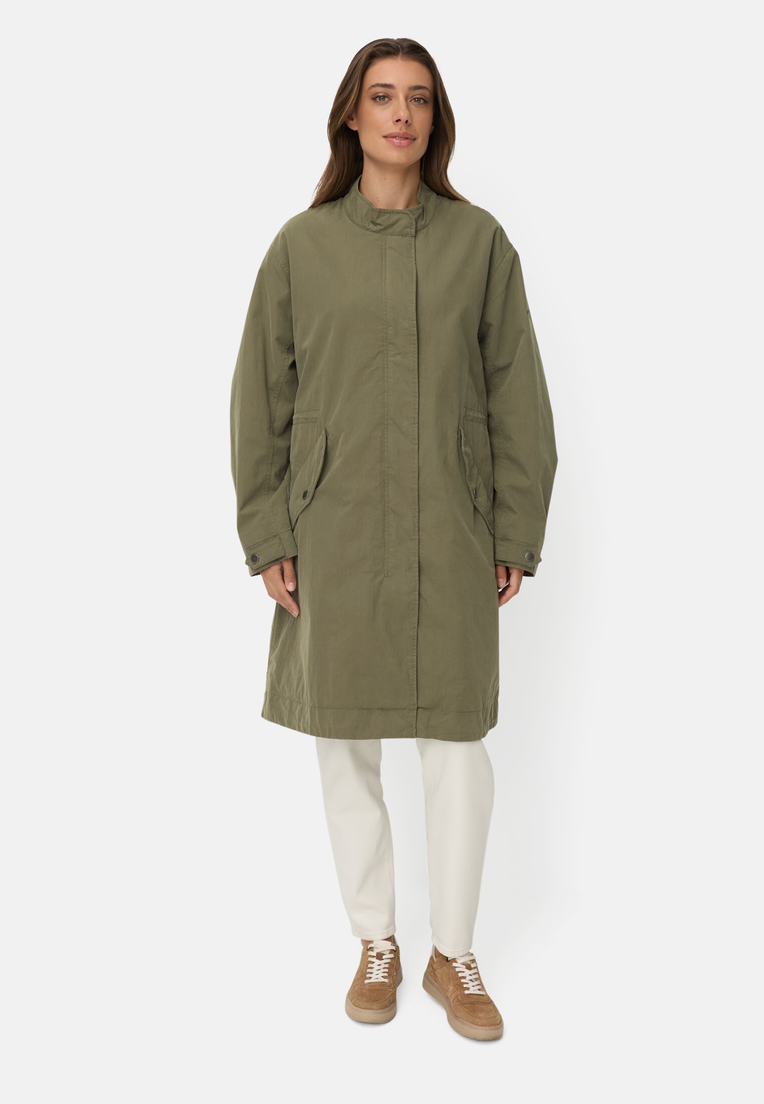 Vrouwen Oversized jas met trekkoord in de taille Donkergroen gedragen voor