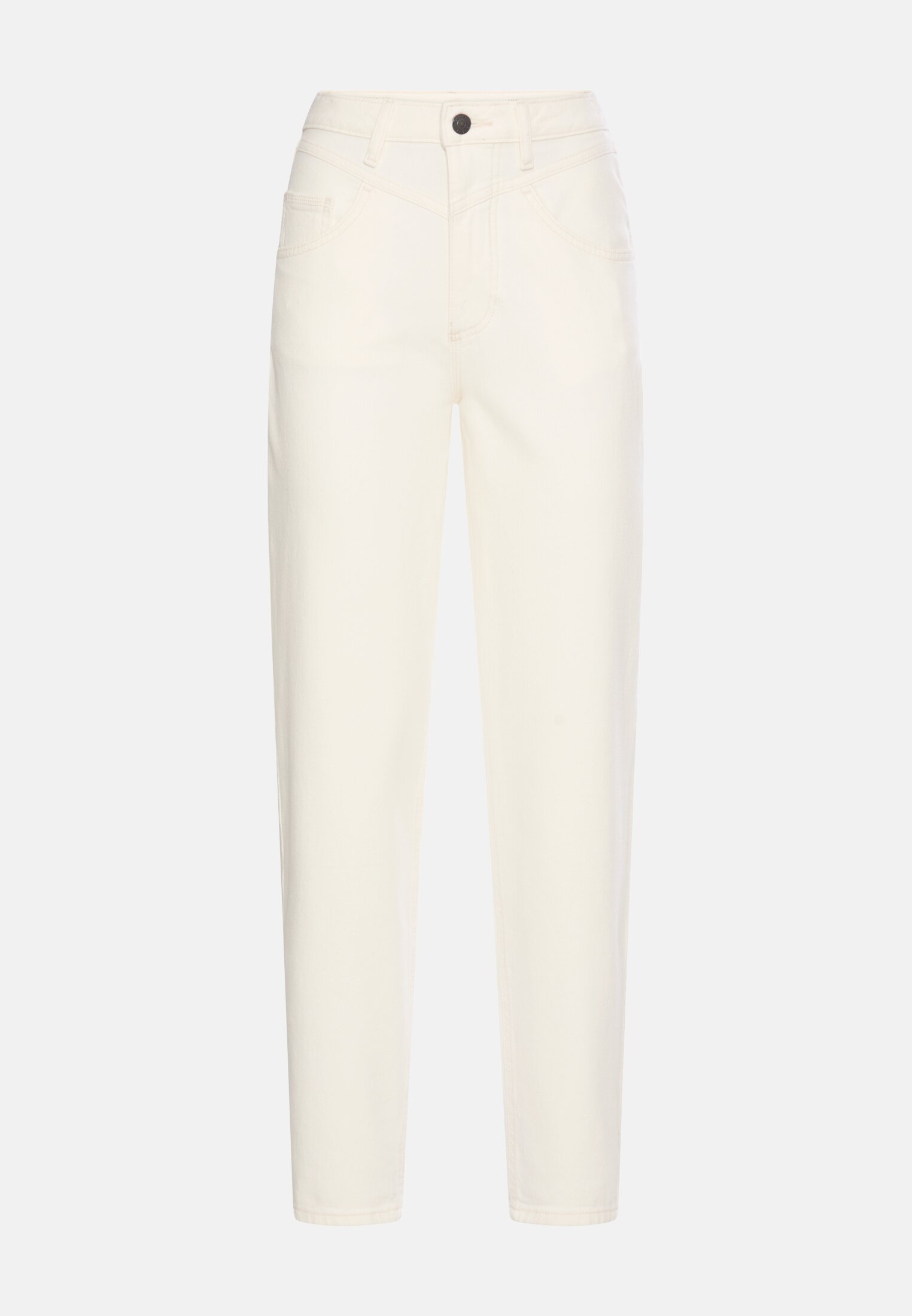Vrouwen Mom jeans in 5-pocketstijl Melkwit frontaal voor