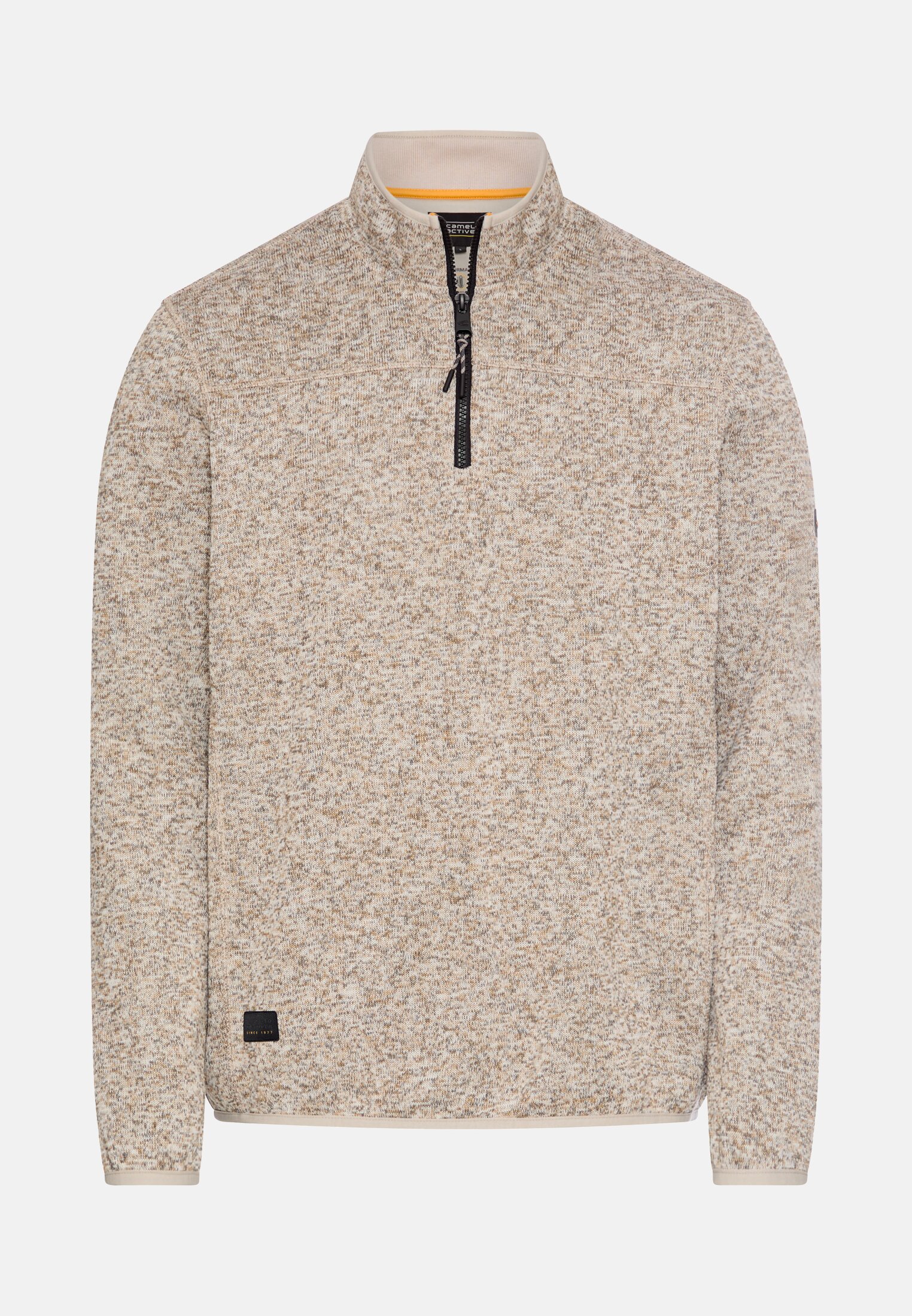 Men Knitted troyer in marled look Beige frontal front