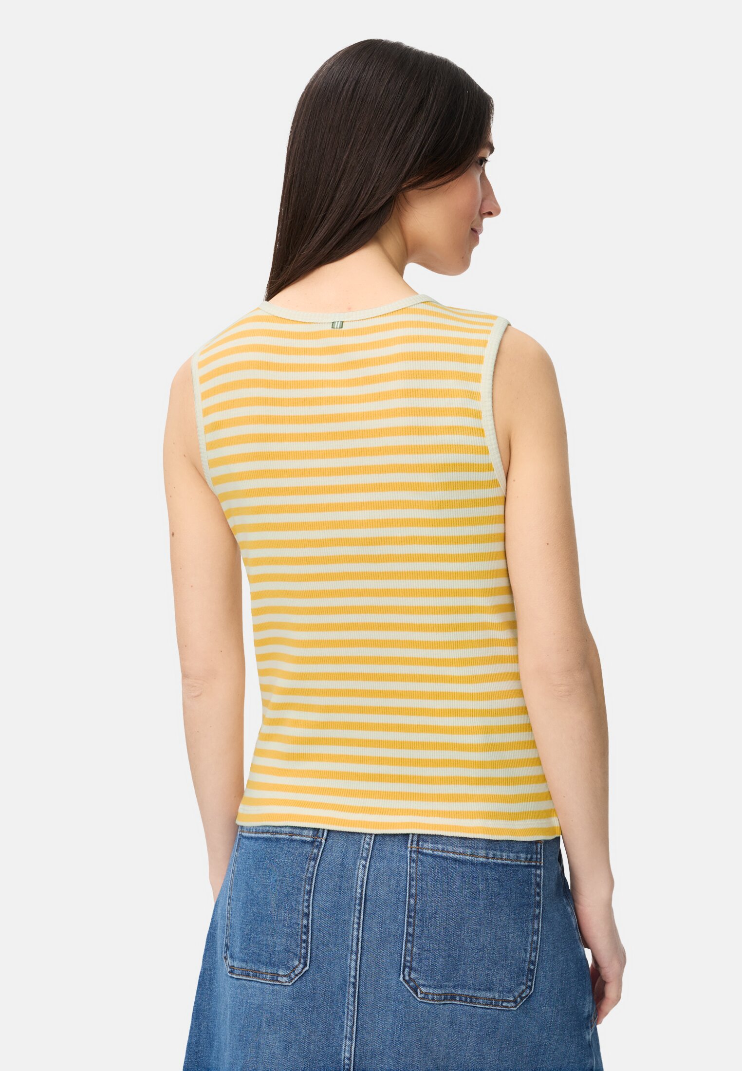 Damen Top mit Rundhalsausschnitt Gelb getragen hinten