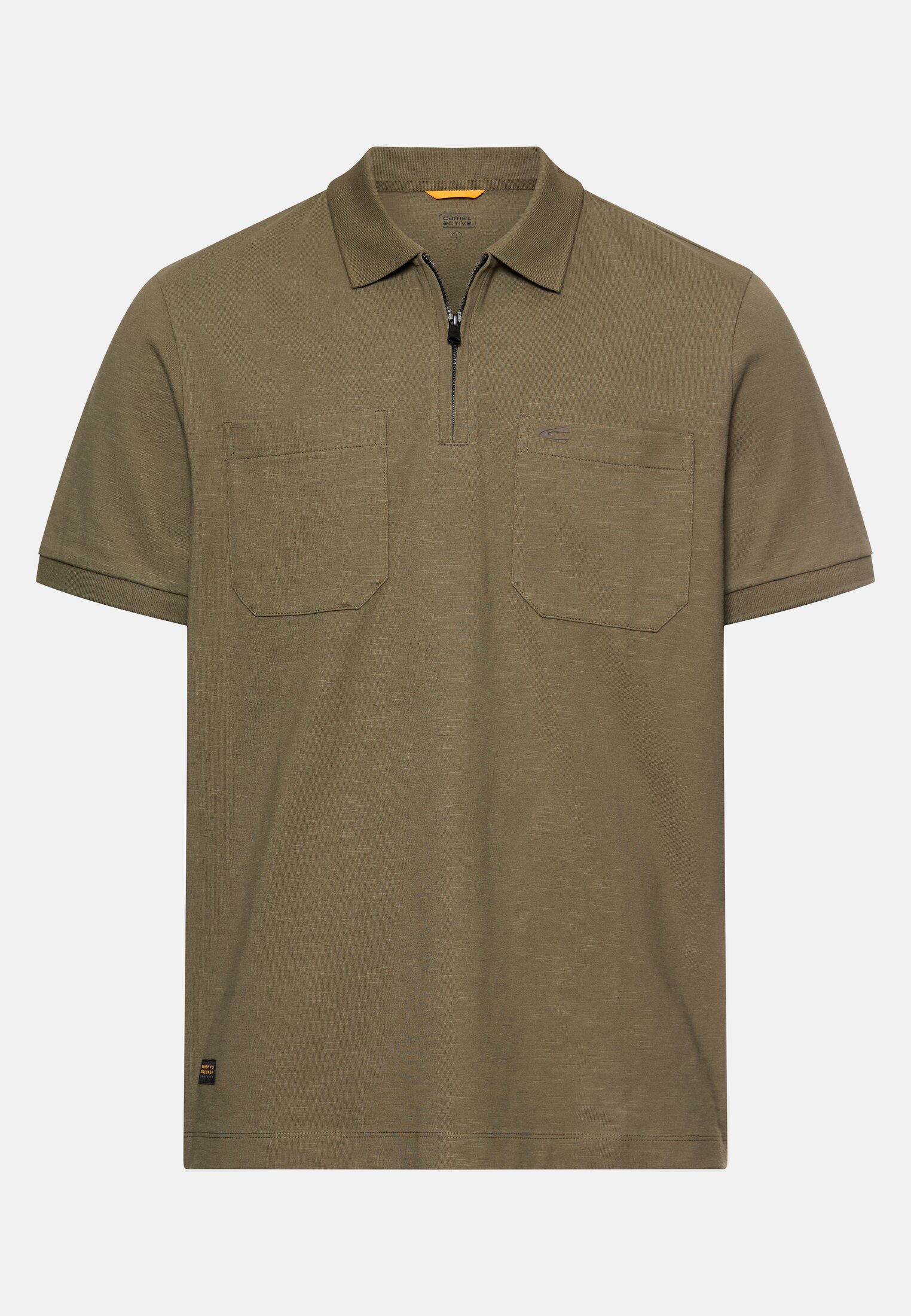 Heren Poloshirt met rits Olijfgroen frontaal voor