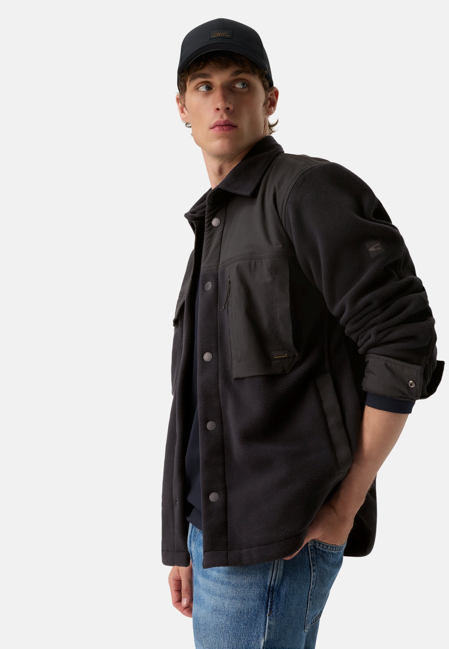 Men Overshirt with shirt collar Navy blue worn emotional