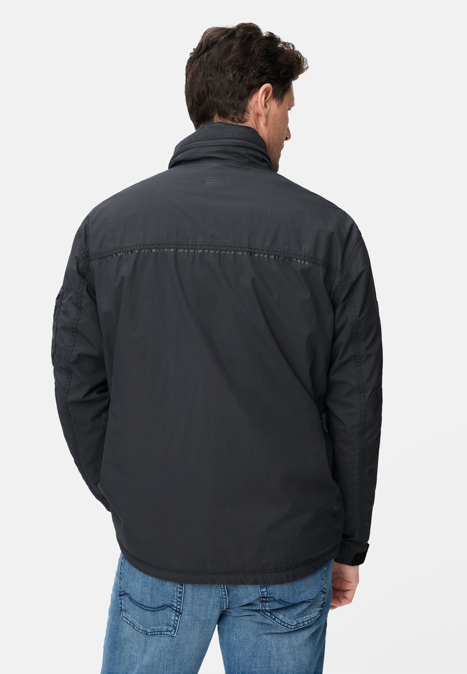 Men teXXXactive® jacket with roll-up hood Dark Blue worn back