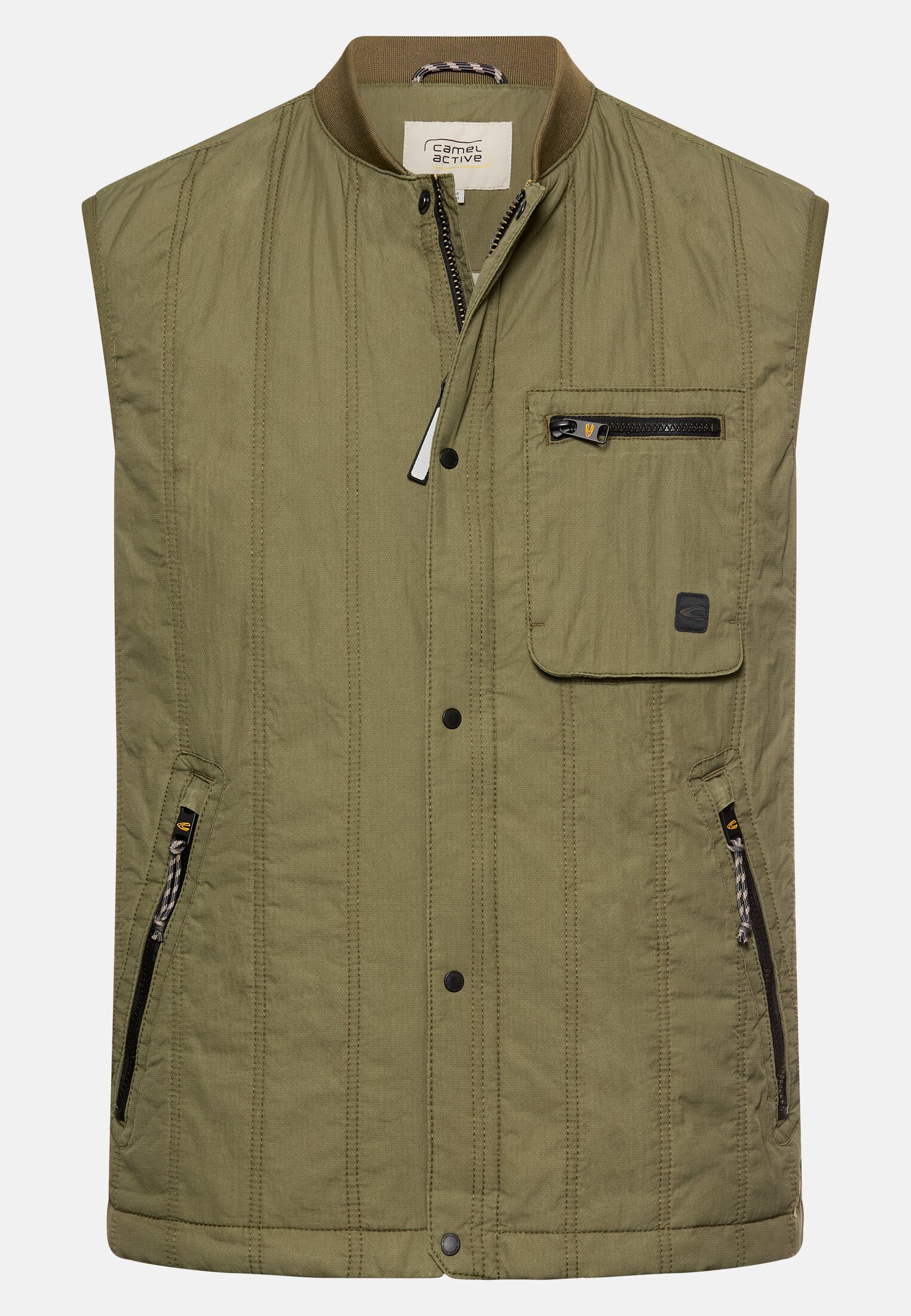 Herren Steppweste mit Stehkragen Olivgrün frontal vorn