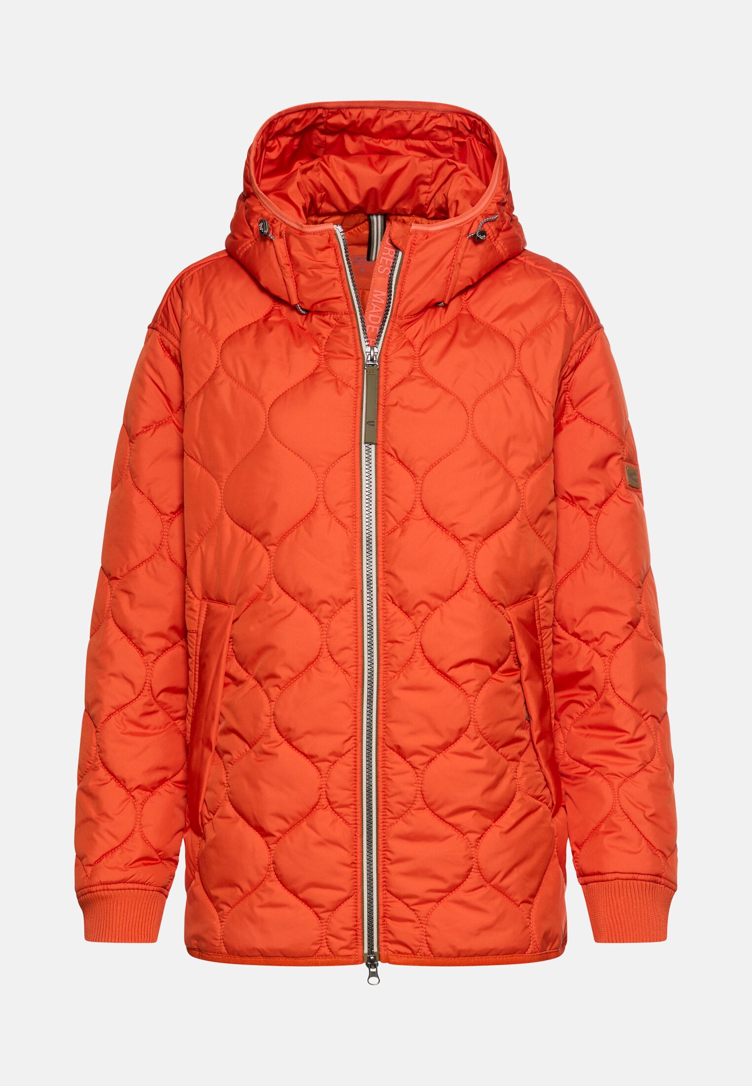 Women Water-repellent oversized jacket with 2-way zipper Orange frontal front