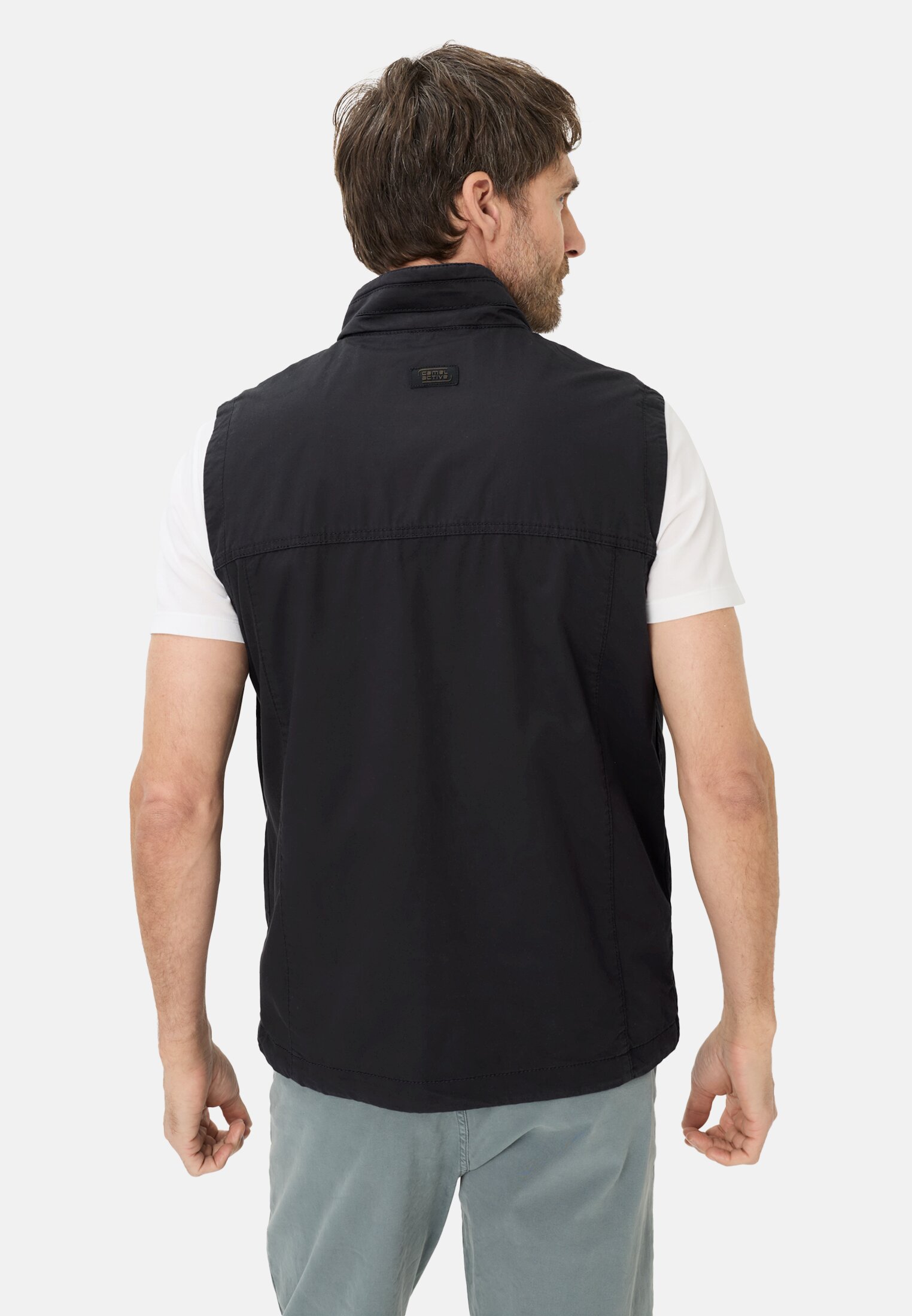 Men Outdoor vest with inner pockets Dark Blue worn back