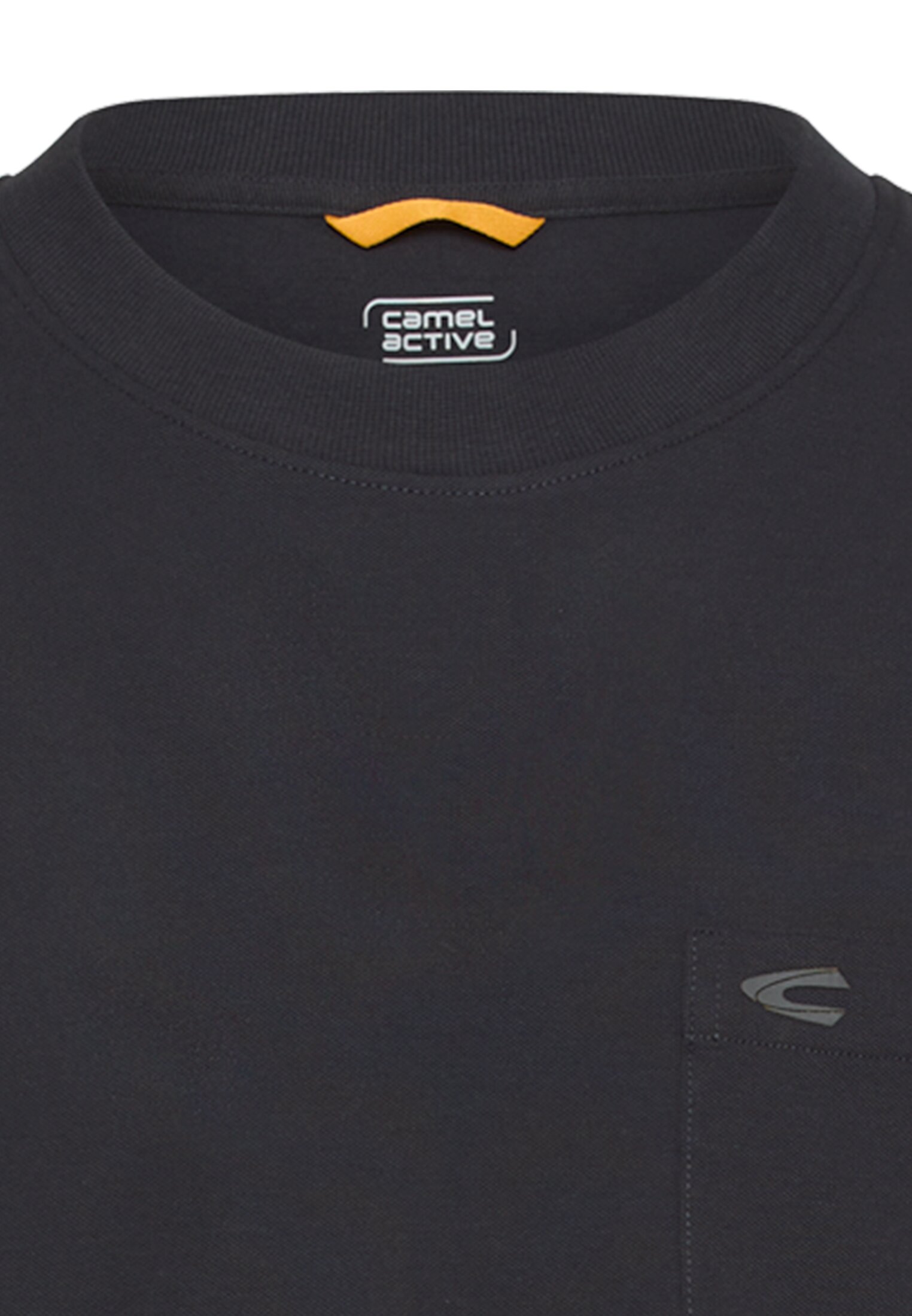 Heren T-shirt met borstzak Donkerblauw front dichtbij