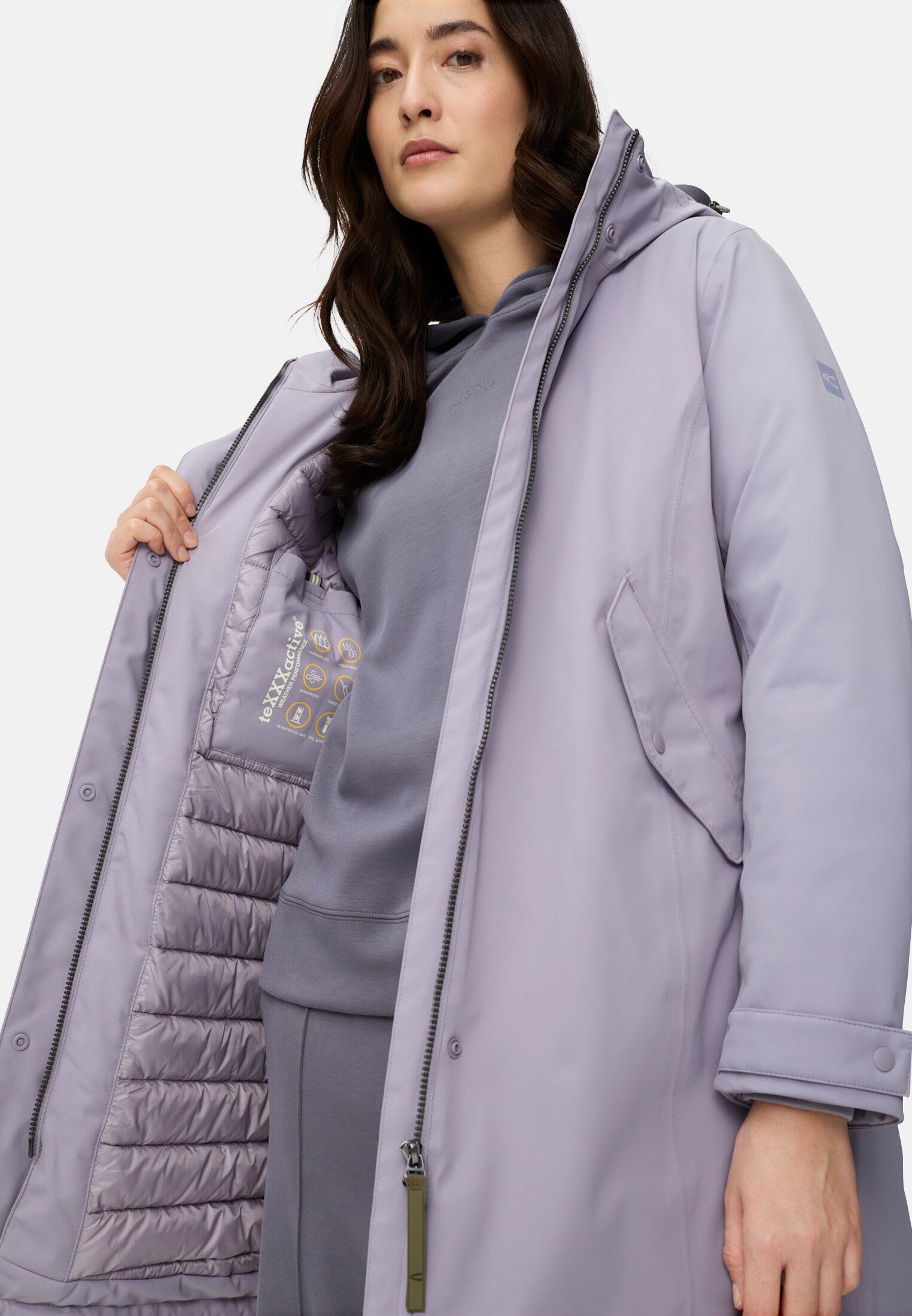 Women teXXXactive® Functional parka with reflective details Purple worn emotional