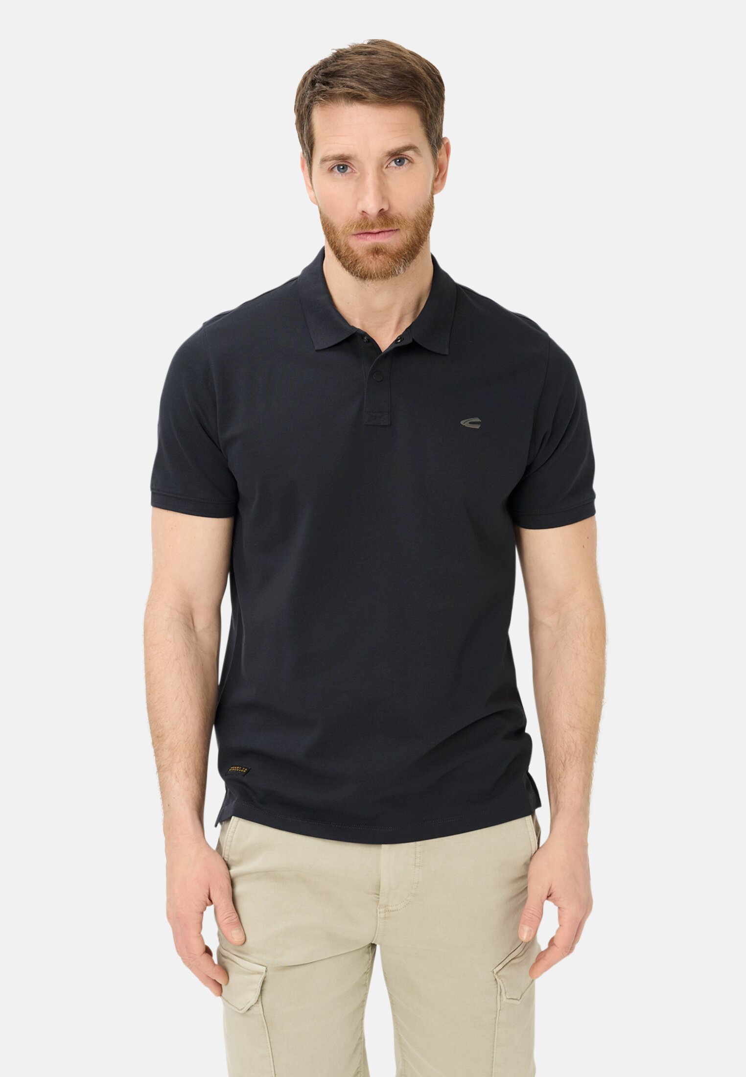 Men Polo shirt with contrast details Dark Blue worn front