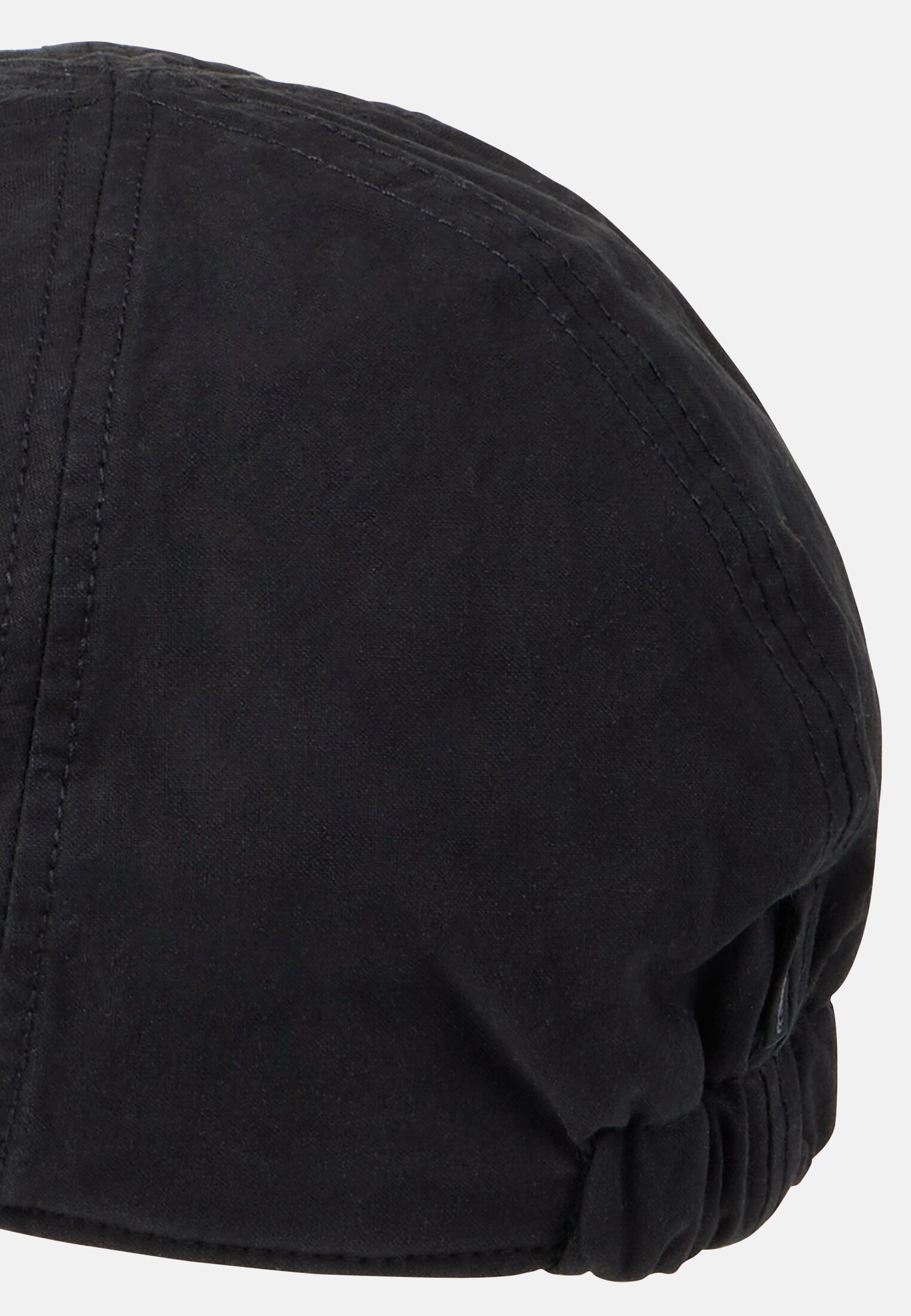 Herren Baumwoll-Flat Cap mit flexibler Passform Schwarz hinten nah