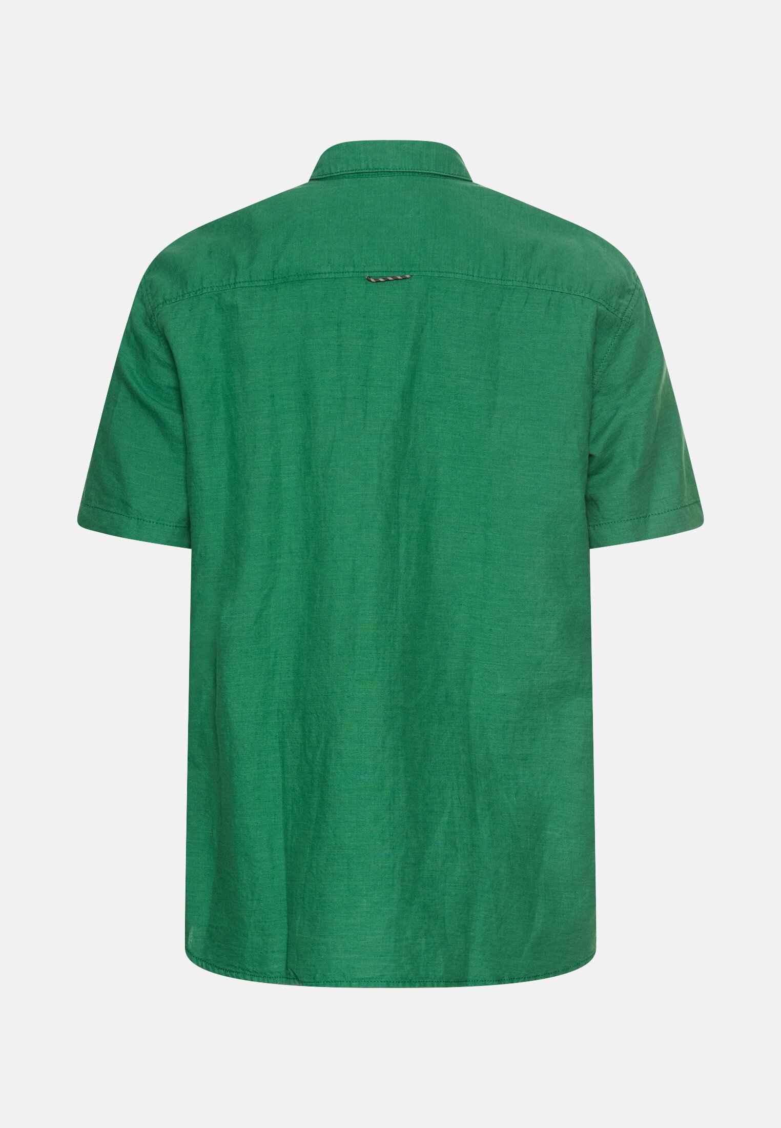 Herren Shirt aus Leinen und Baumwolle mit Button-Down-Kragen Tannengrün frontal hinten