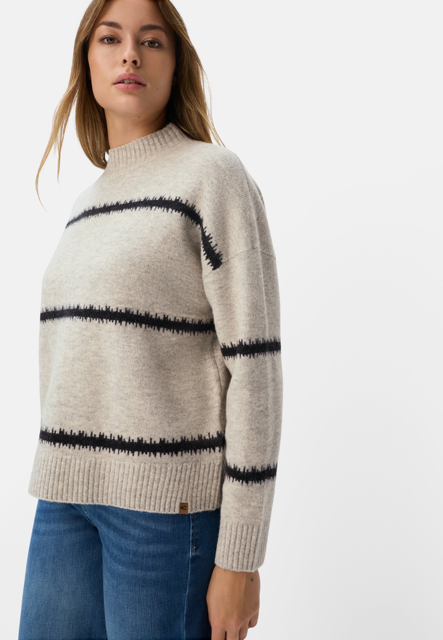 Vrouwen Trui met wijde mouwen Beige gedragen emotional