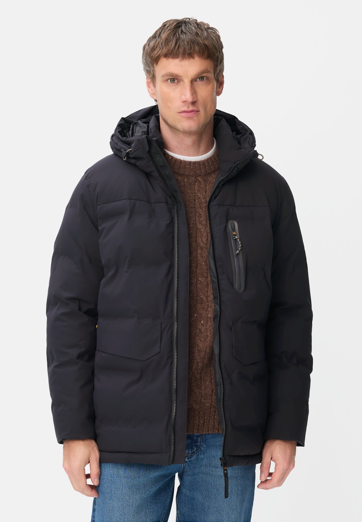 Herren teXXXactive® Funktionsjacke mit versiegelten Nähten Dunkelblau getragen vorn