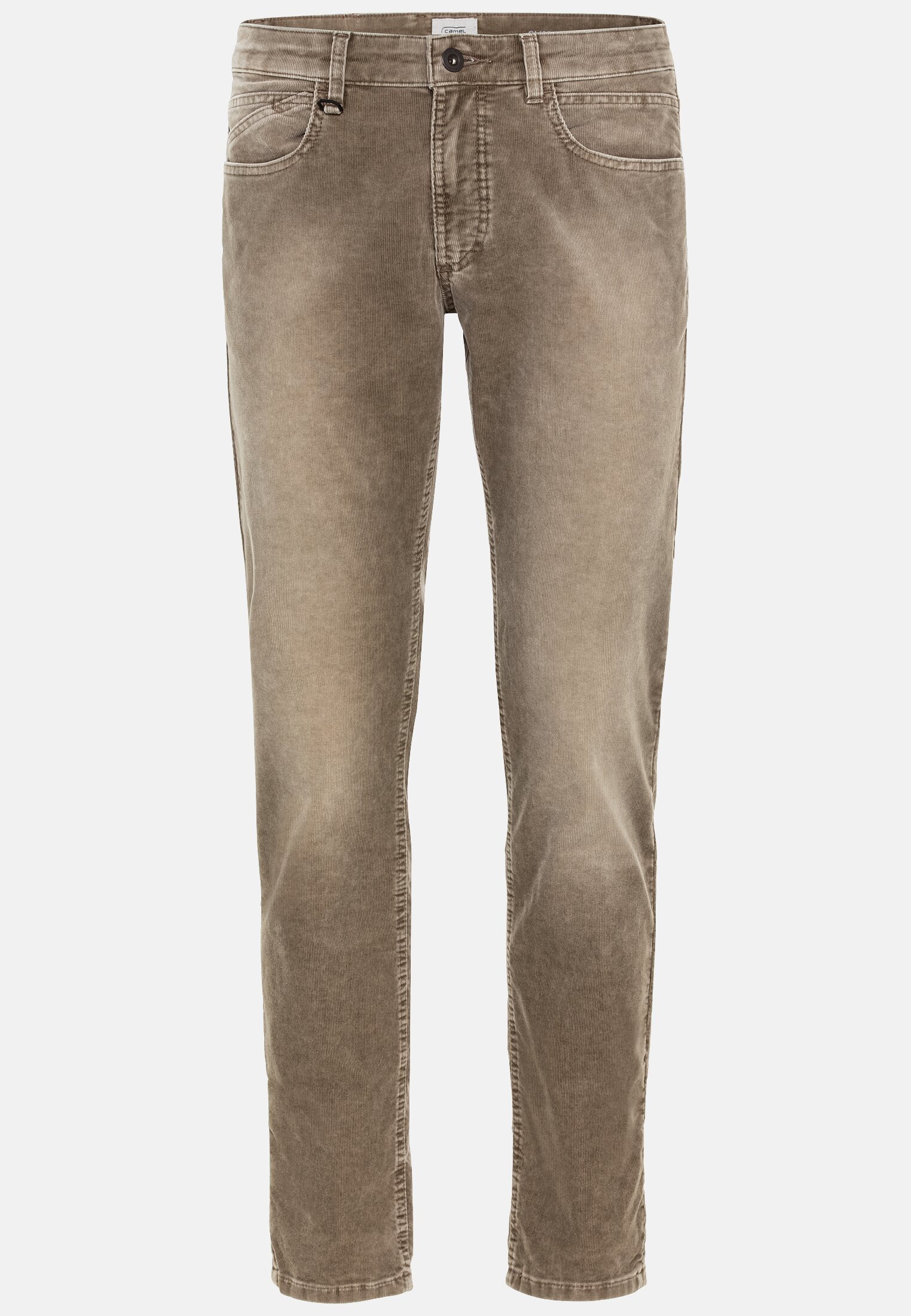 Men Slim Fit 5-Pocket Corduroy Trousers Brown frontal front