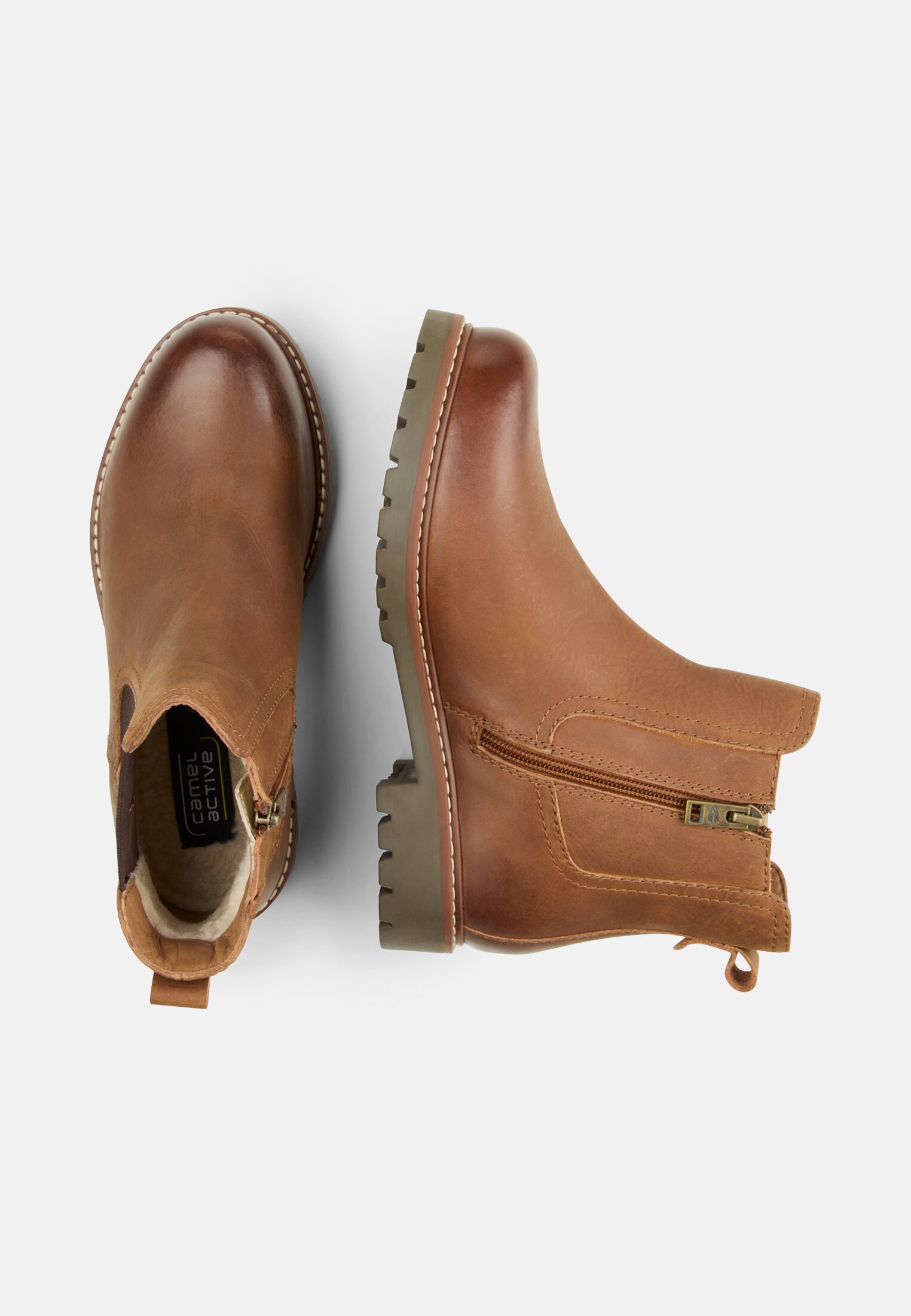 Damen Chelsea Boot mit Reißverschluss Braun frontal oben