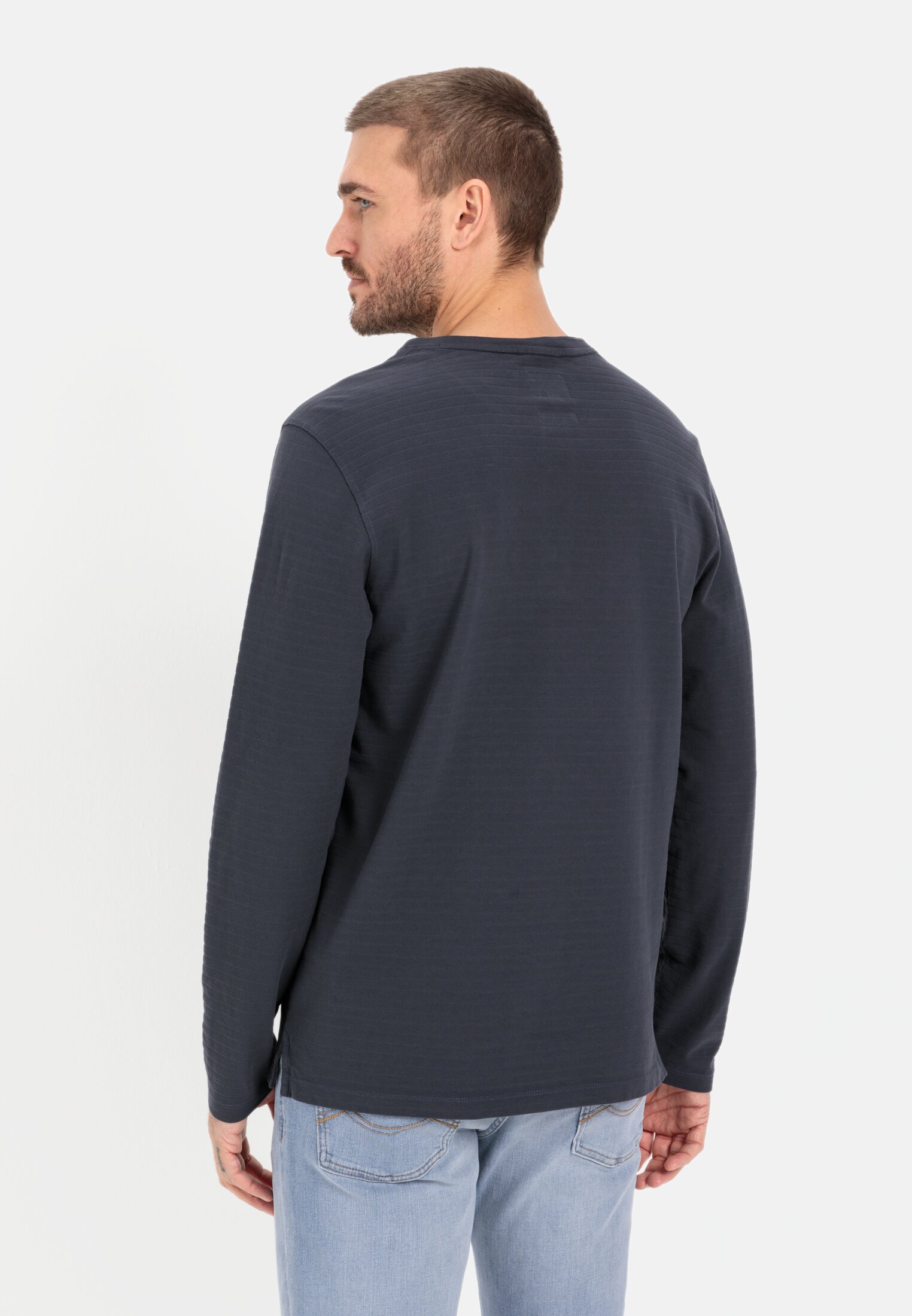 Henley Langarmshirt für Herren in Dunkelblau | M