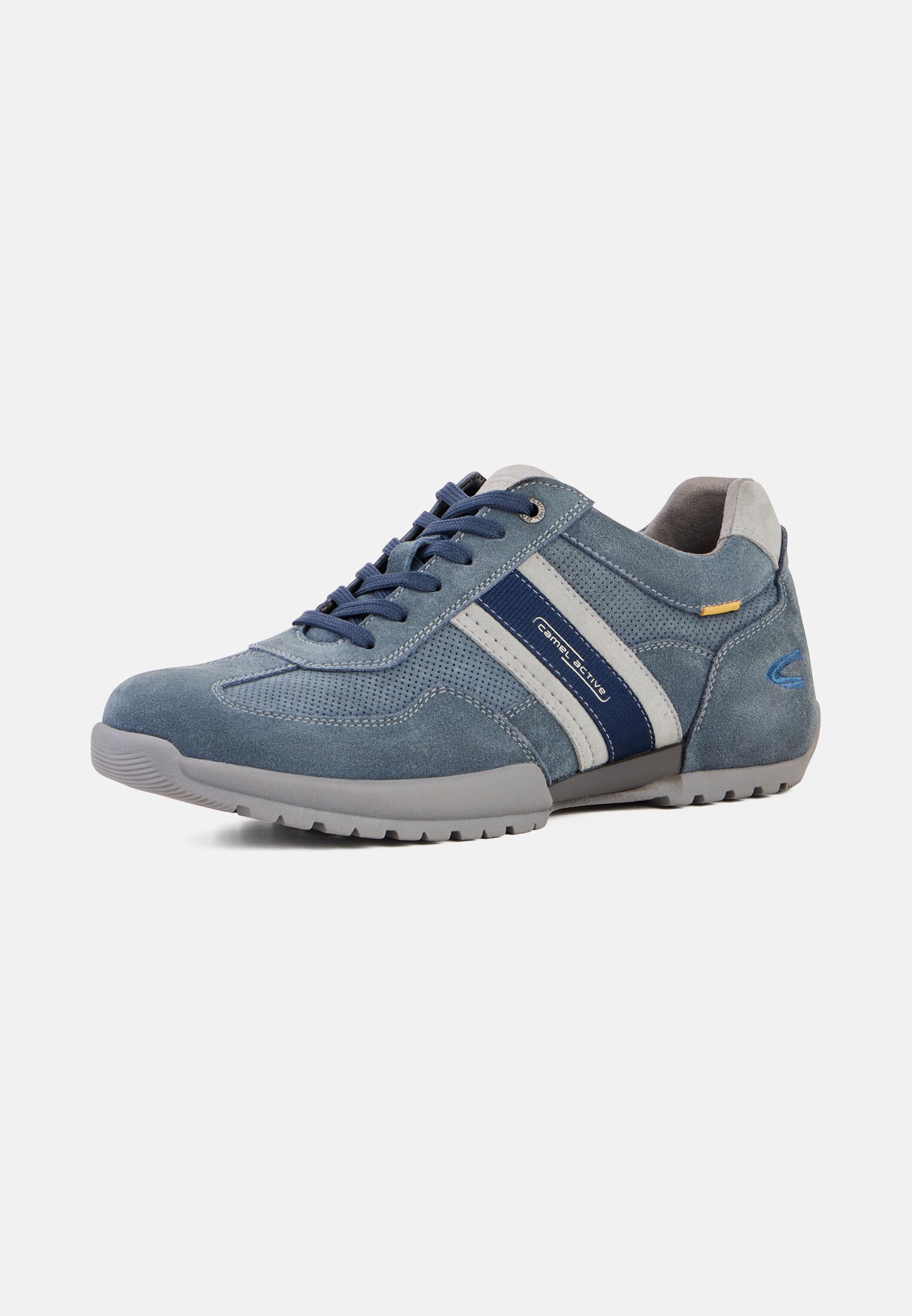 Heren Leren sneakers met klassieke vetersluiting Blauw frontaal achter