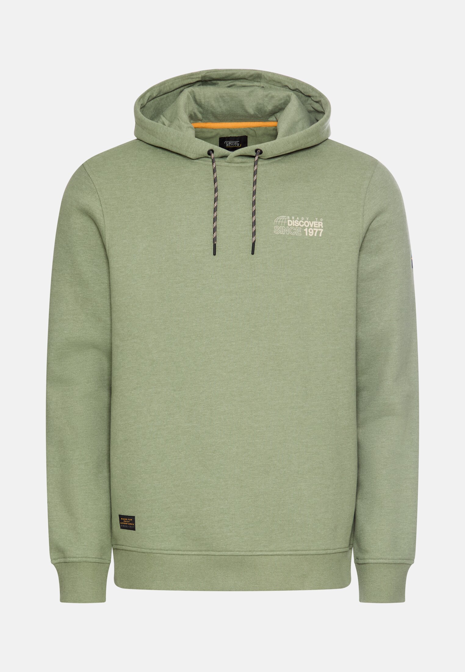 Herren Hoodie mit Rückenprint Blattgrün frontal vorn