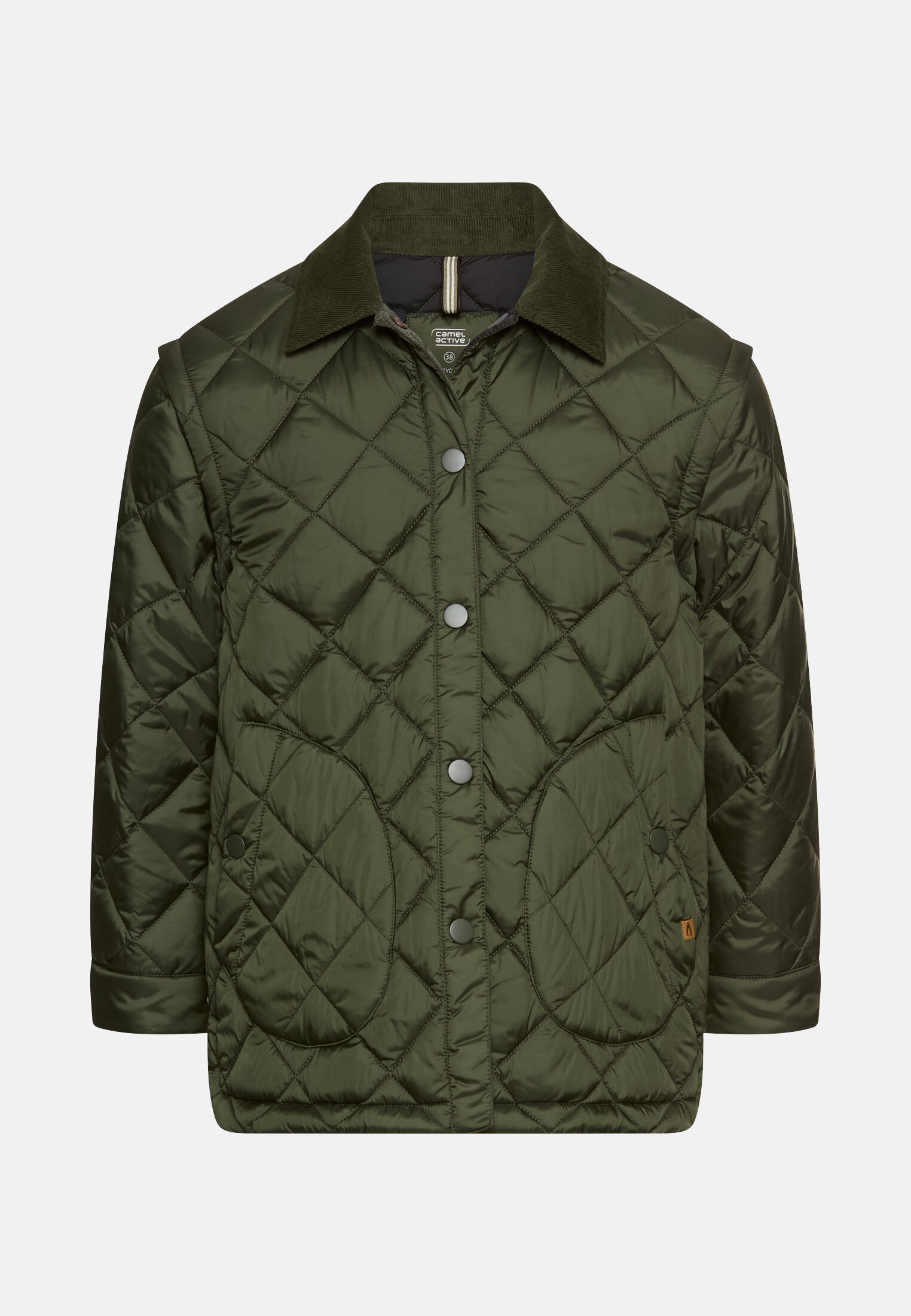 Women Quilted jacket with removable sleeves Forest Green frontal front