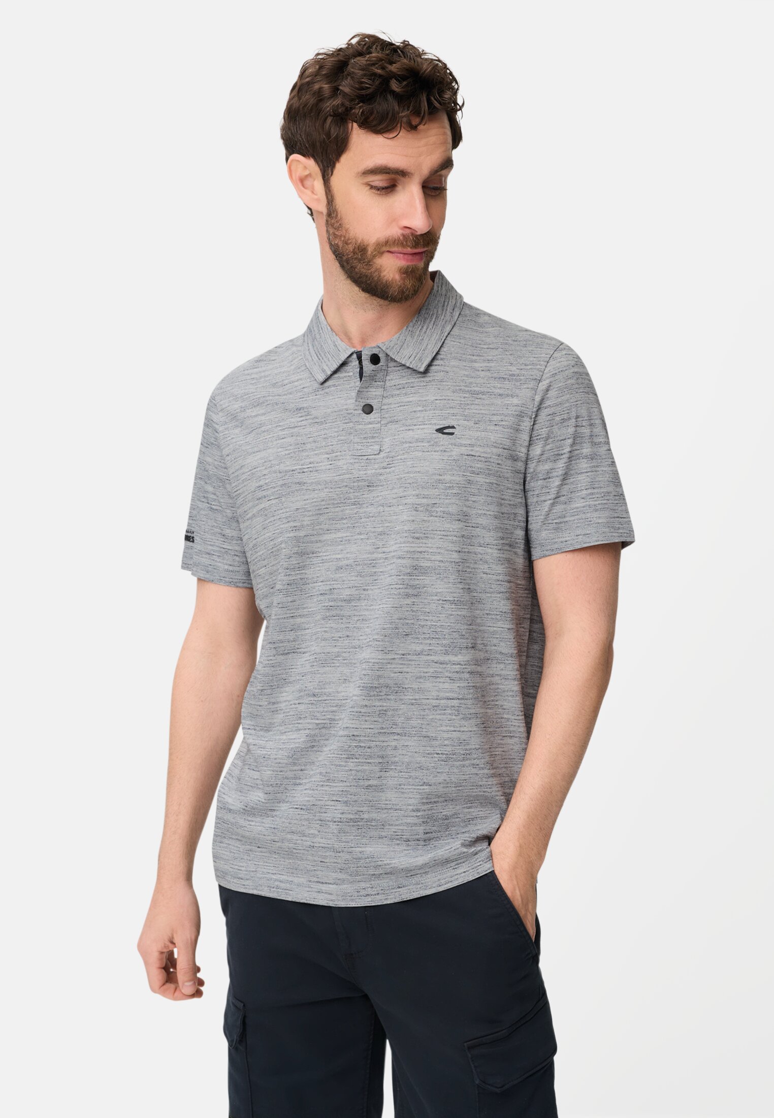 Men Polo shirt with Quick Dry function Dark Blue worn front