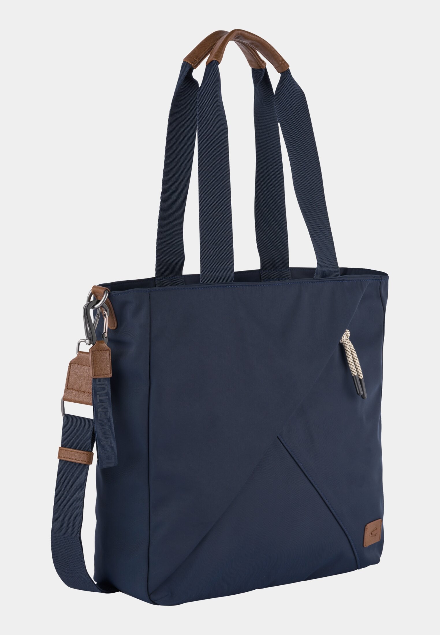 Damen AURUM Zip Tote Bag mit farbiger Stickerei Dunkelblau frontal vorn