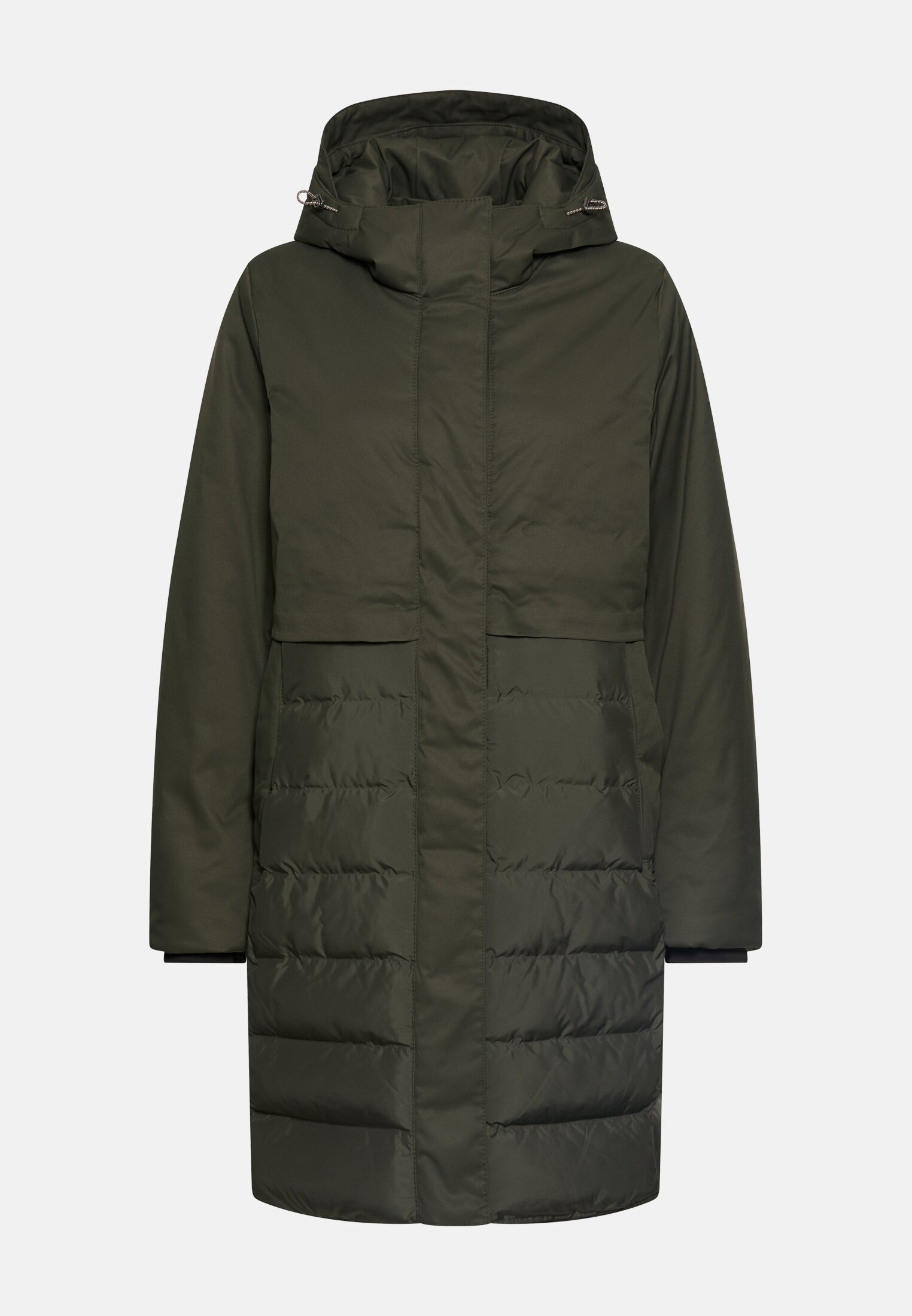 Vrouwen Waterdichte functionele parka met getapete naden Donker Groen frontaal voor