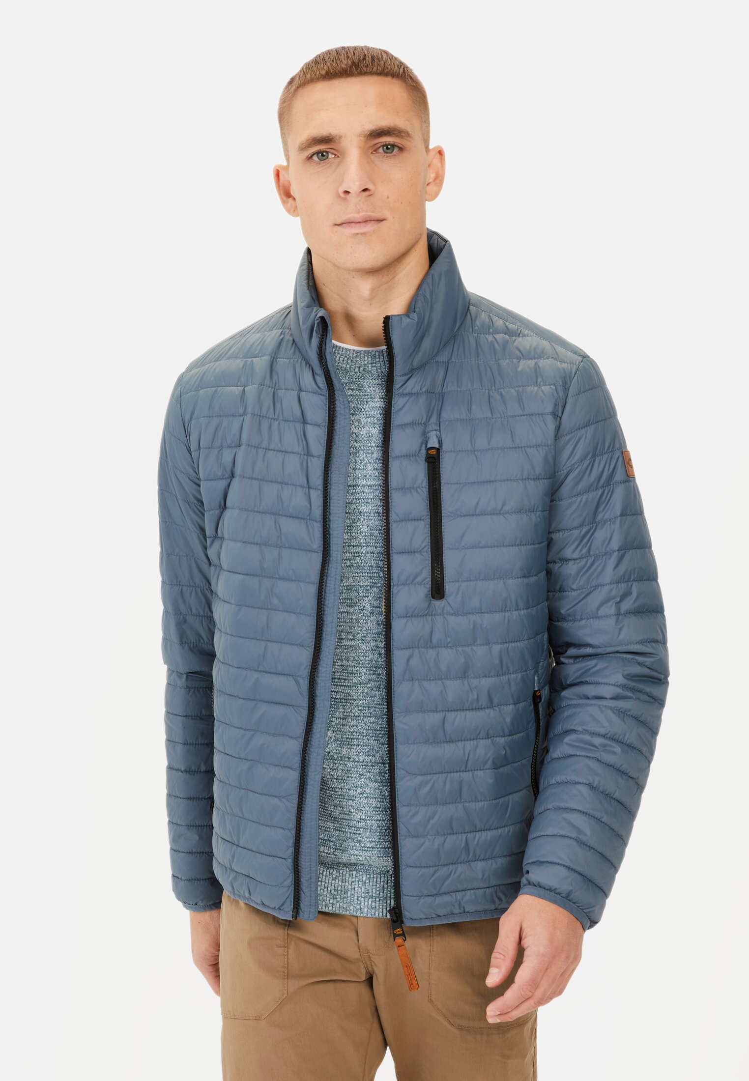 Heren Gewatteerde blouson met opstaande kraag Blauw gedragen voor