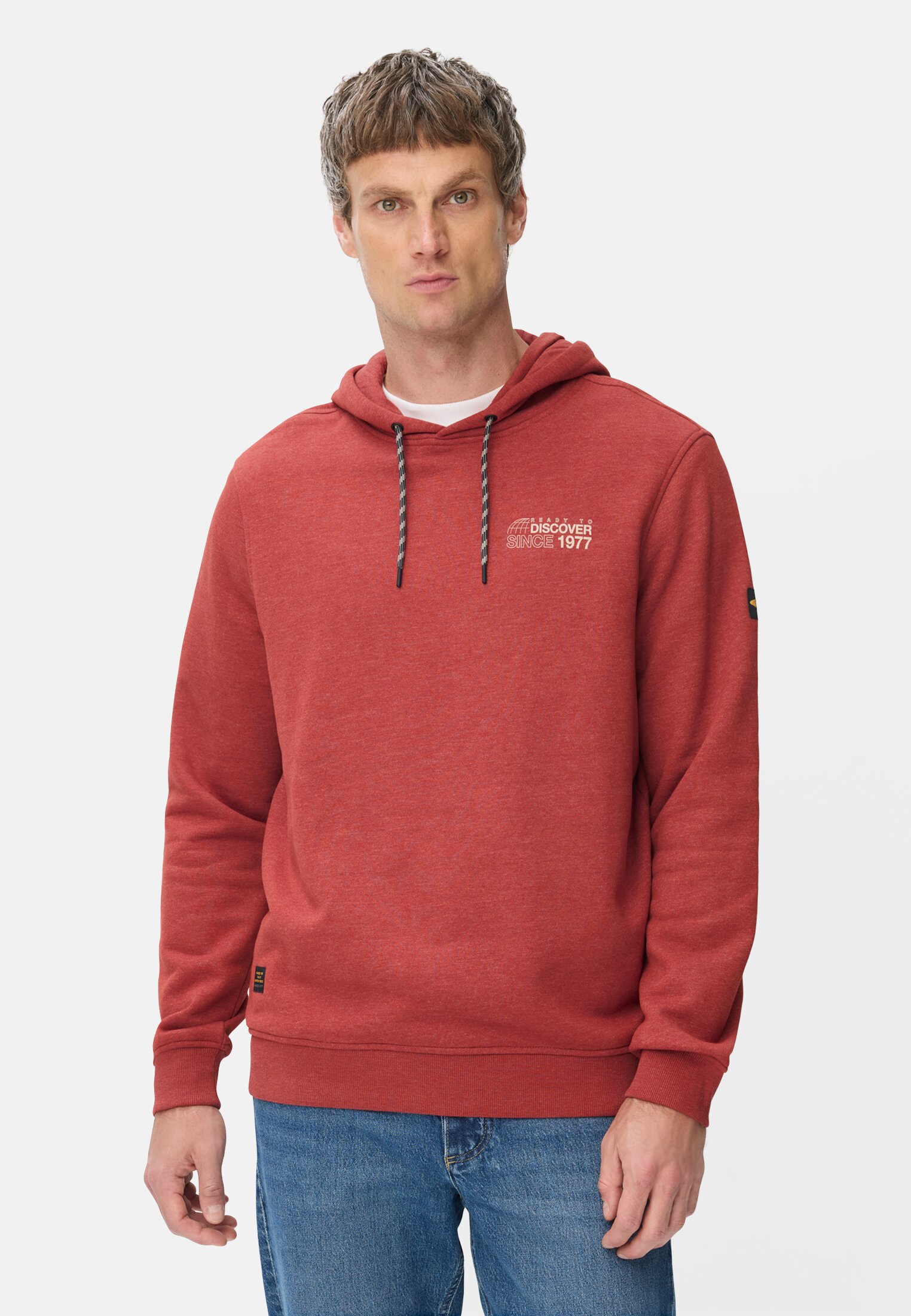 Heren Hoodie met rugprint Terrarot gedragen voor