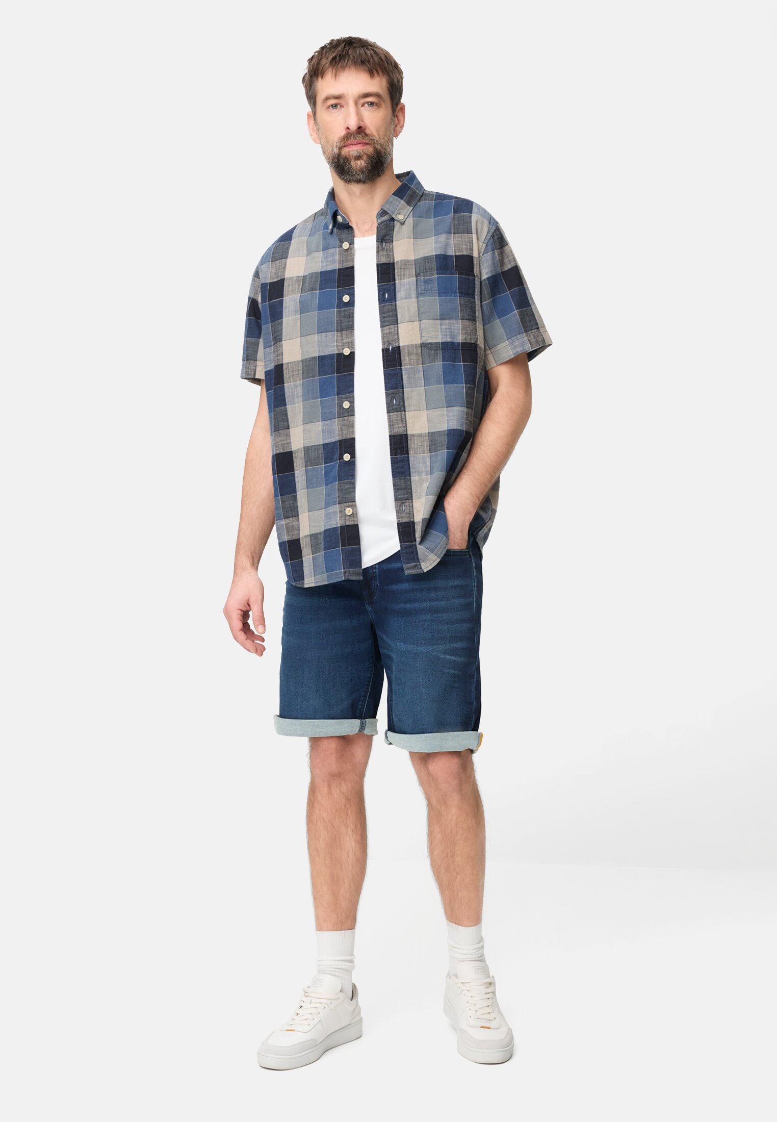 Heren Geruit overhemd van puur katoen gedragen voor lichaam compleet