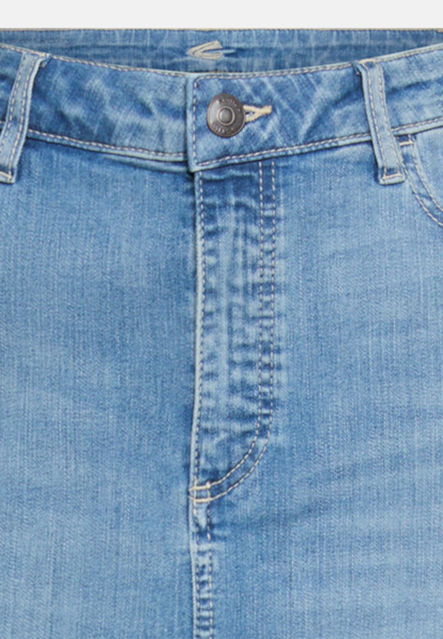 Damen Jeansrock mit 5-Pocket-Design Hellblau vorne nah