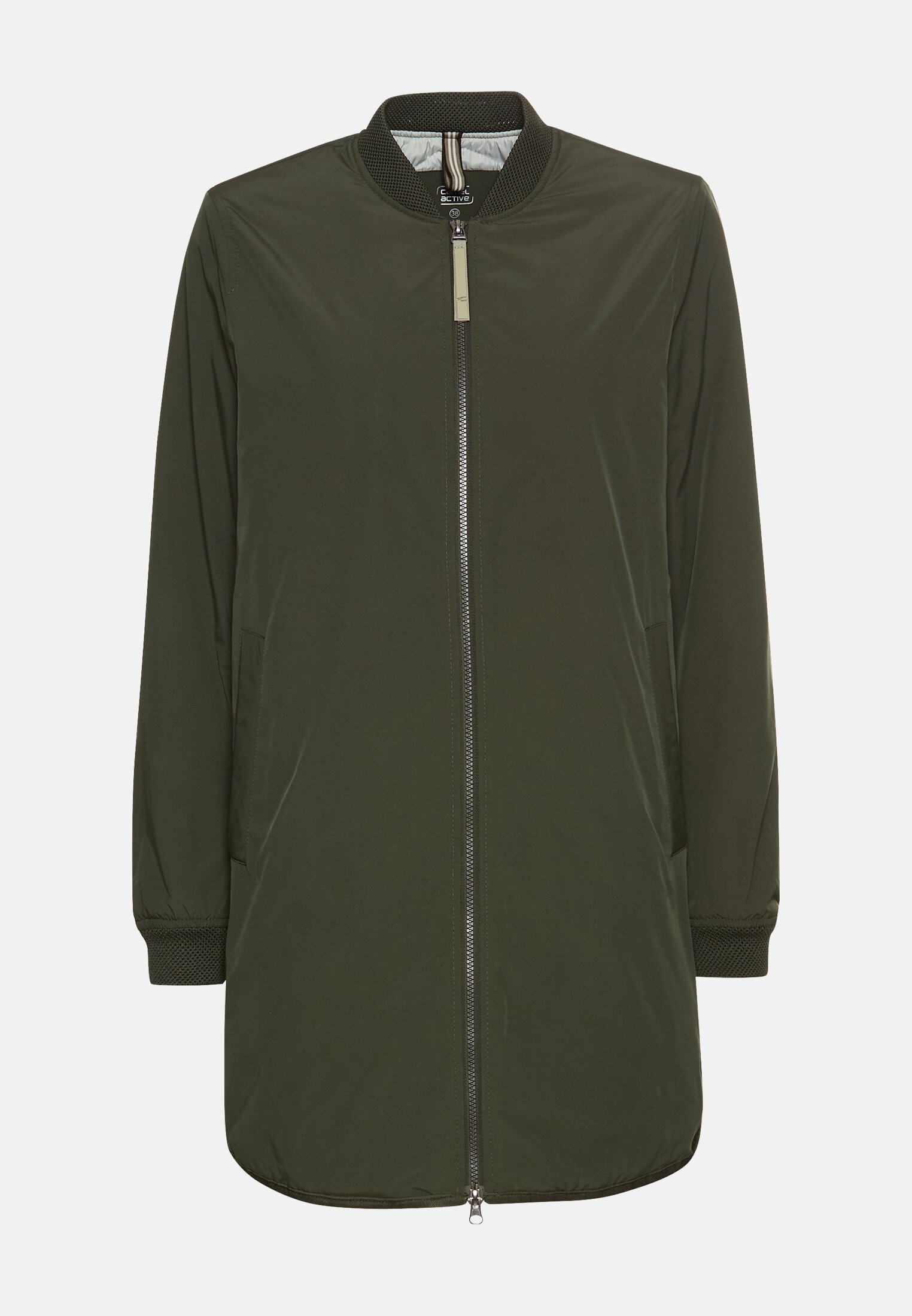 Damen Wasserabweisender Mantel aus reinem Polyester Waldgrün frontal vorn