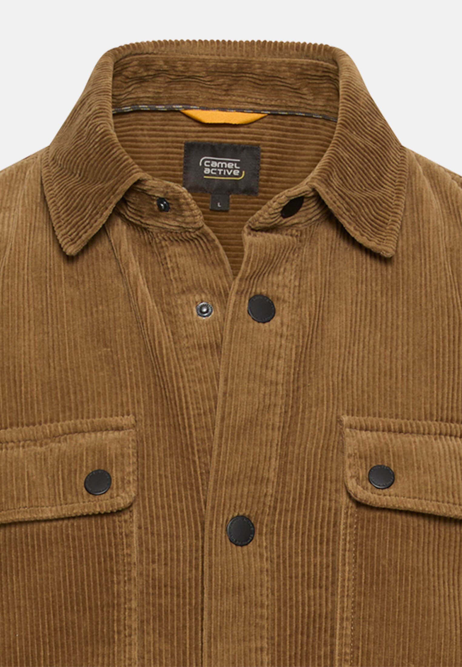 Men Cord overshirt made of 100% cotton Sepia brown front close