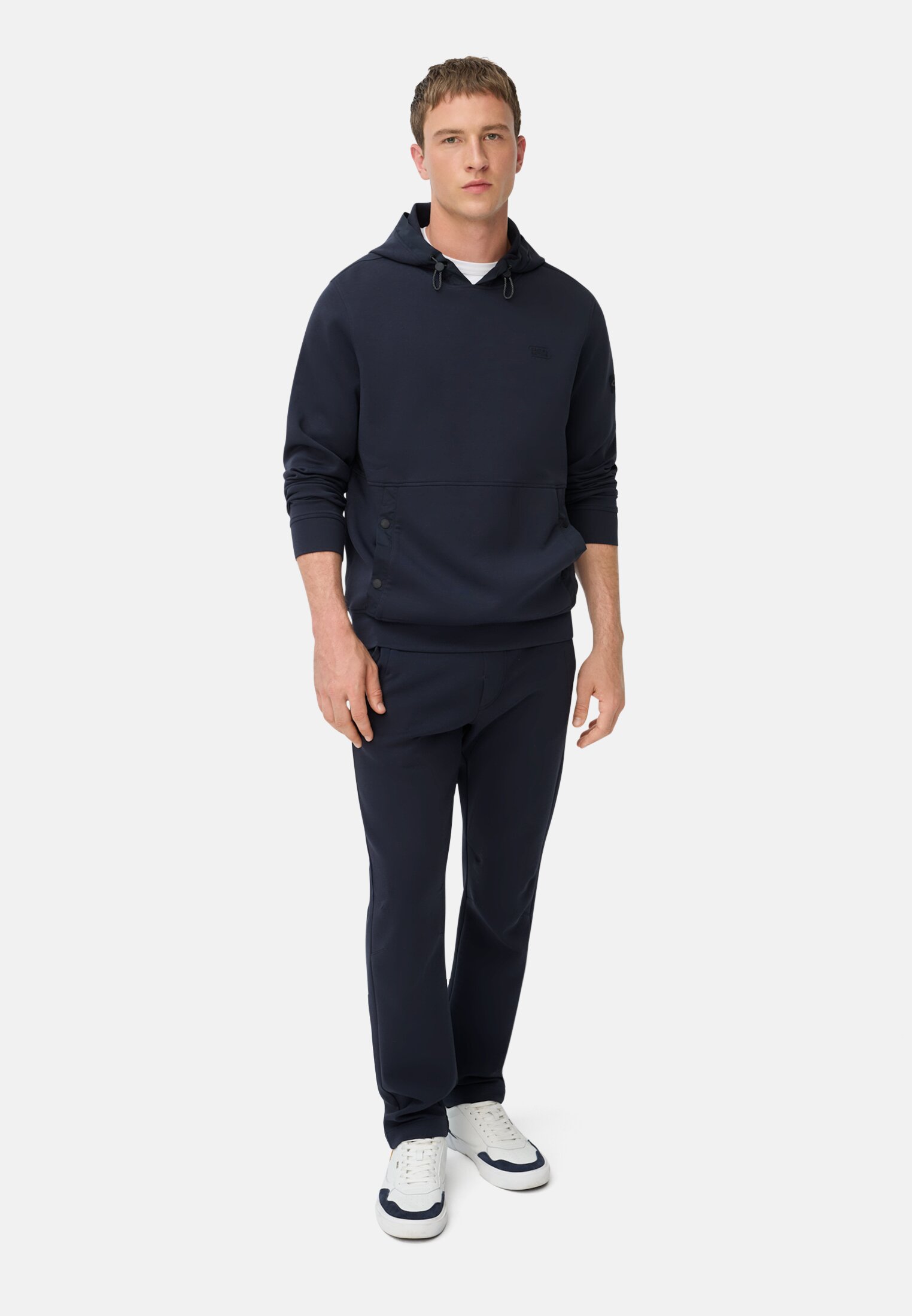 Heren fleXXXactive® Hoody met verstelbare capuchon Marineblauw gedragen voor lichaam compleet 