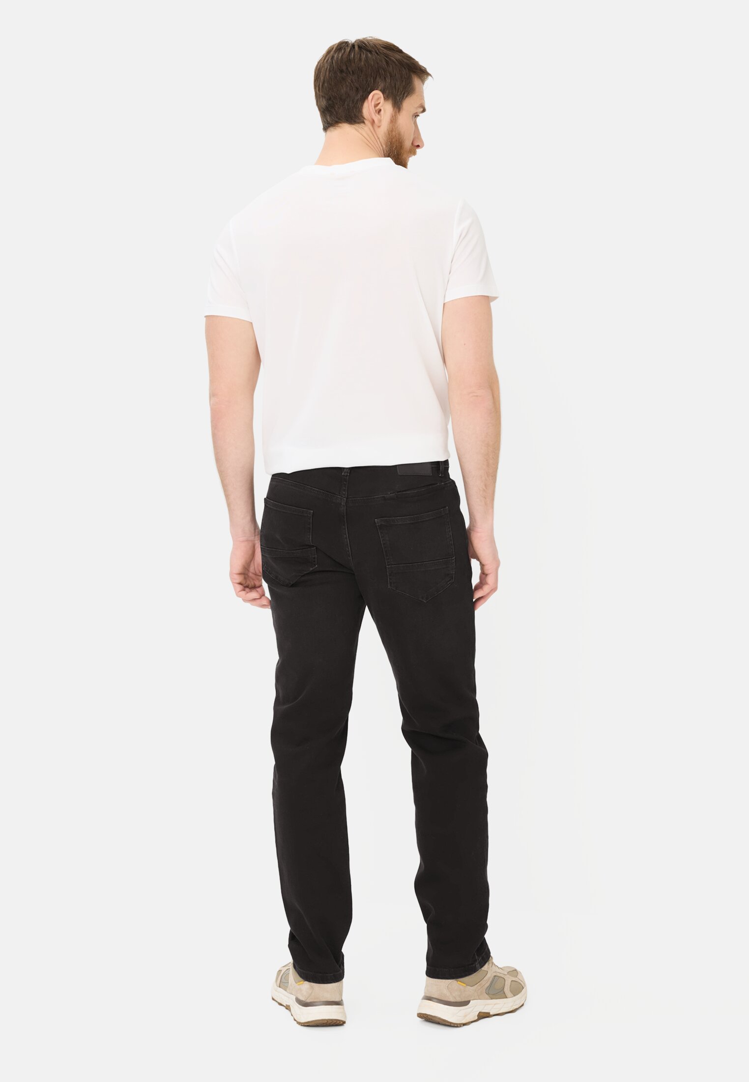 Heren Relaxed-fit jeans met five-pocket-design Grafietgrijs gedragen achter