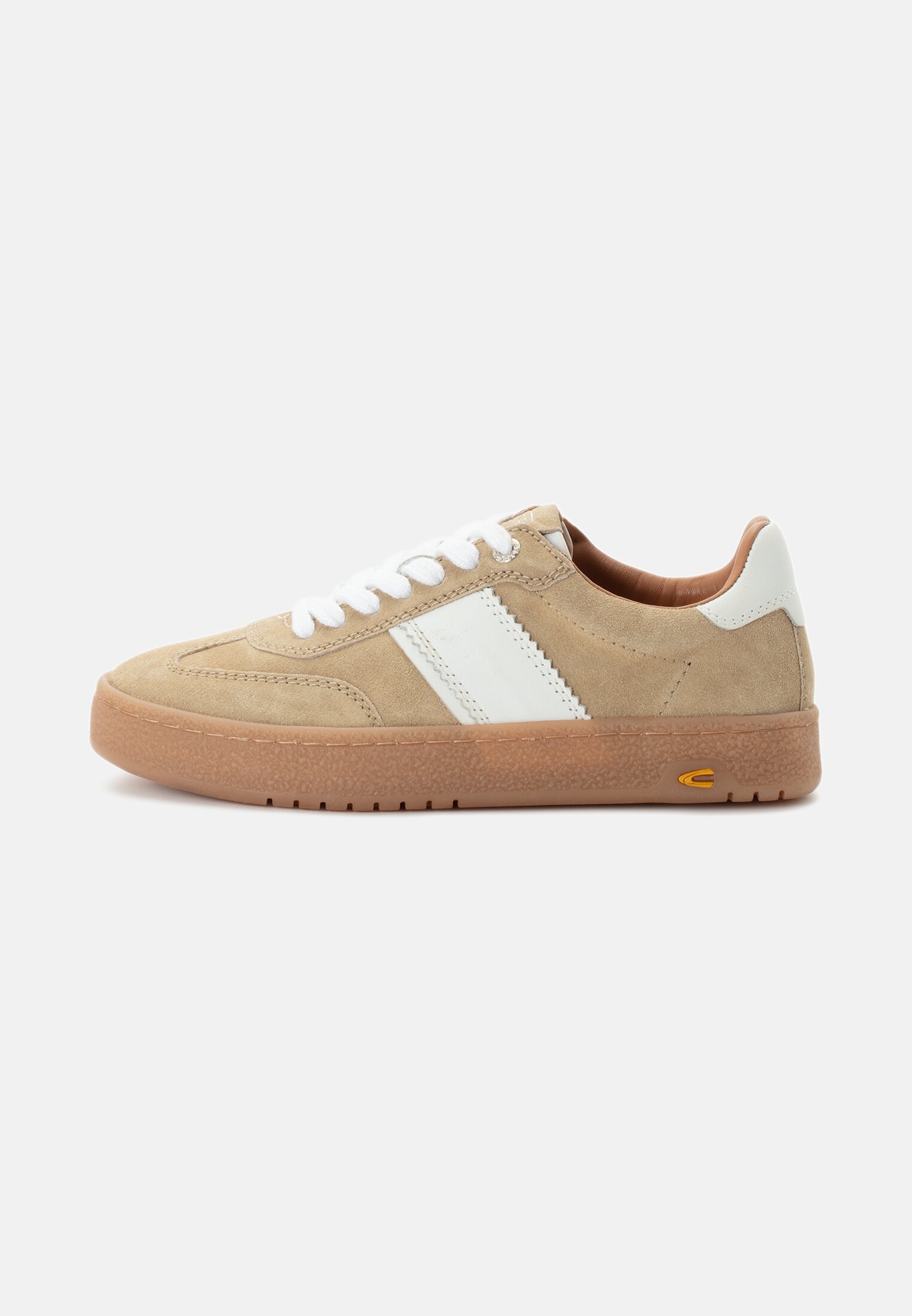 Damen Sneaker aus Veloursleder Beige frontal vorn