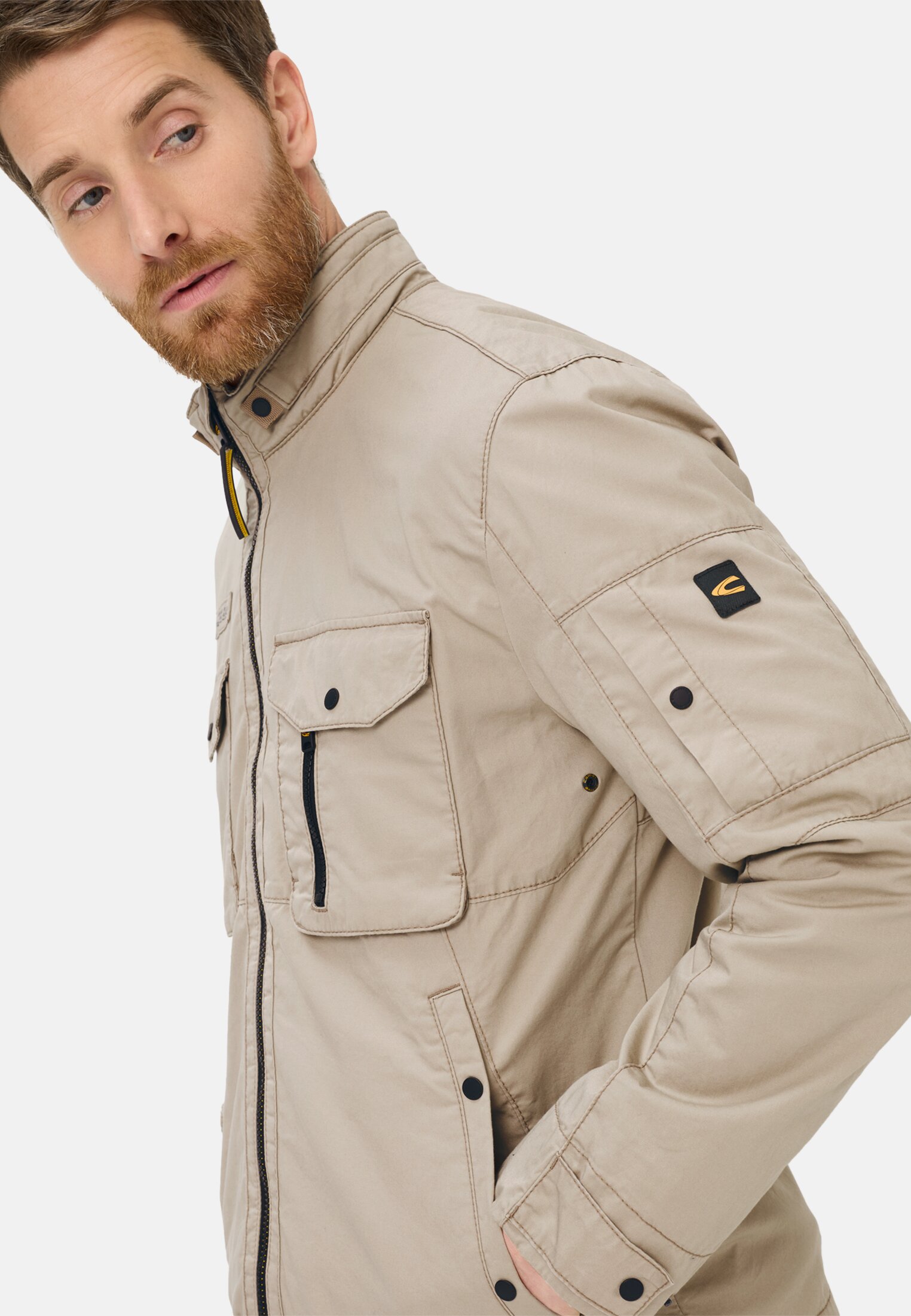 Heren Blouson met opstaande kraag Beige gedragen emotional