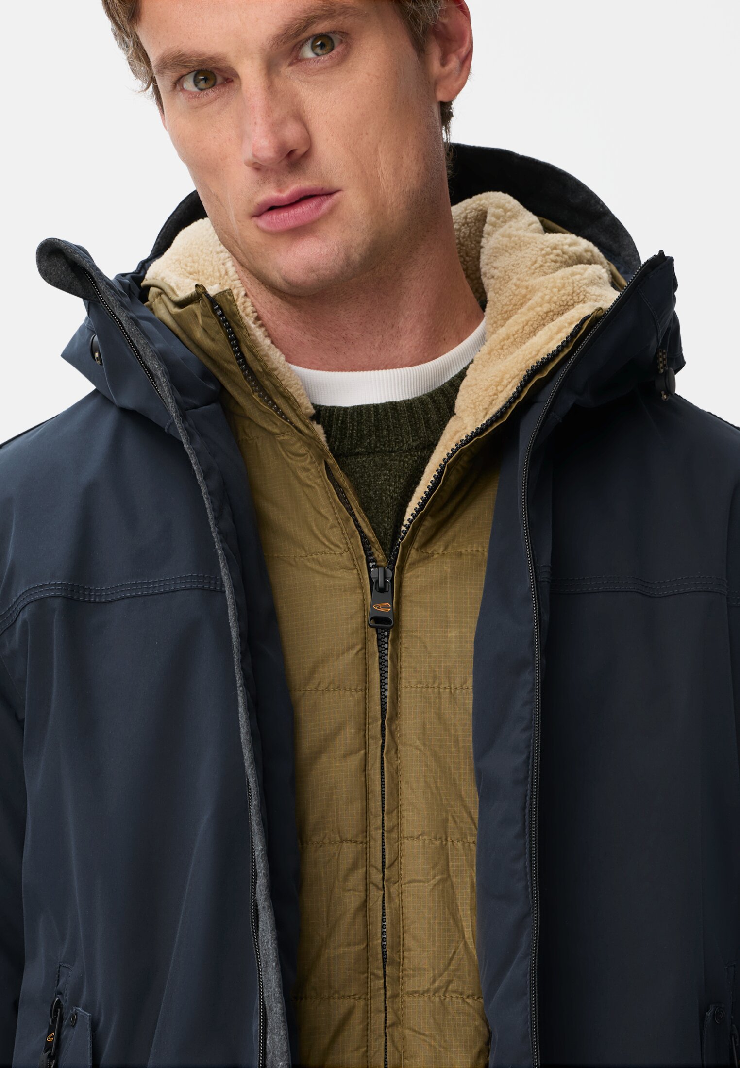 Men teXXXactive® functional winter jacket with taped seams Navy blue worn detail close
