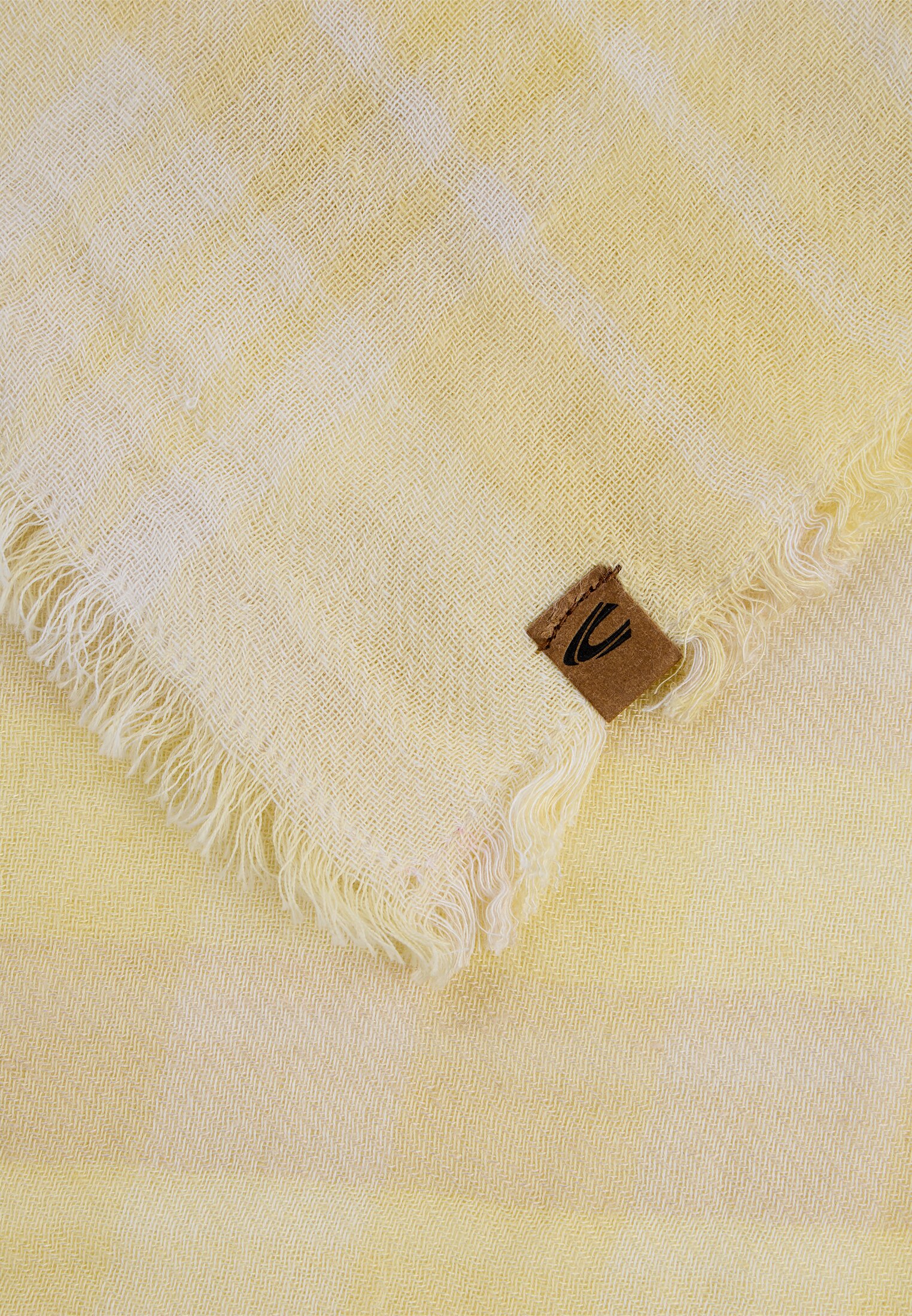 Vrouwen Sjaal van katoenmix Citroengeel achter dichtbij