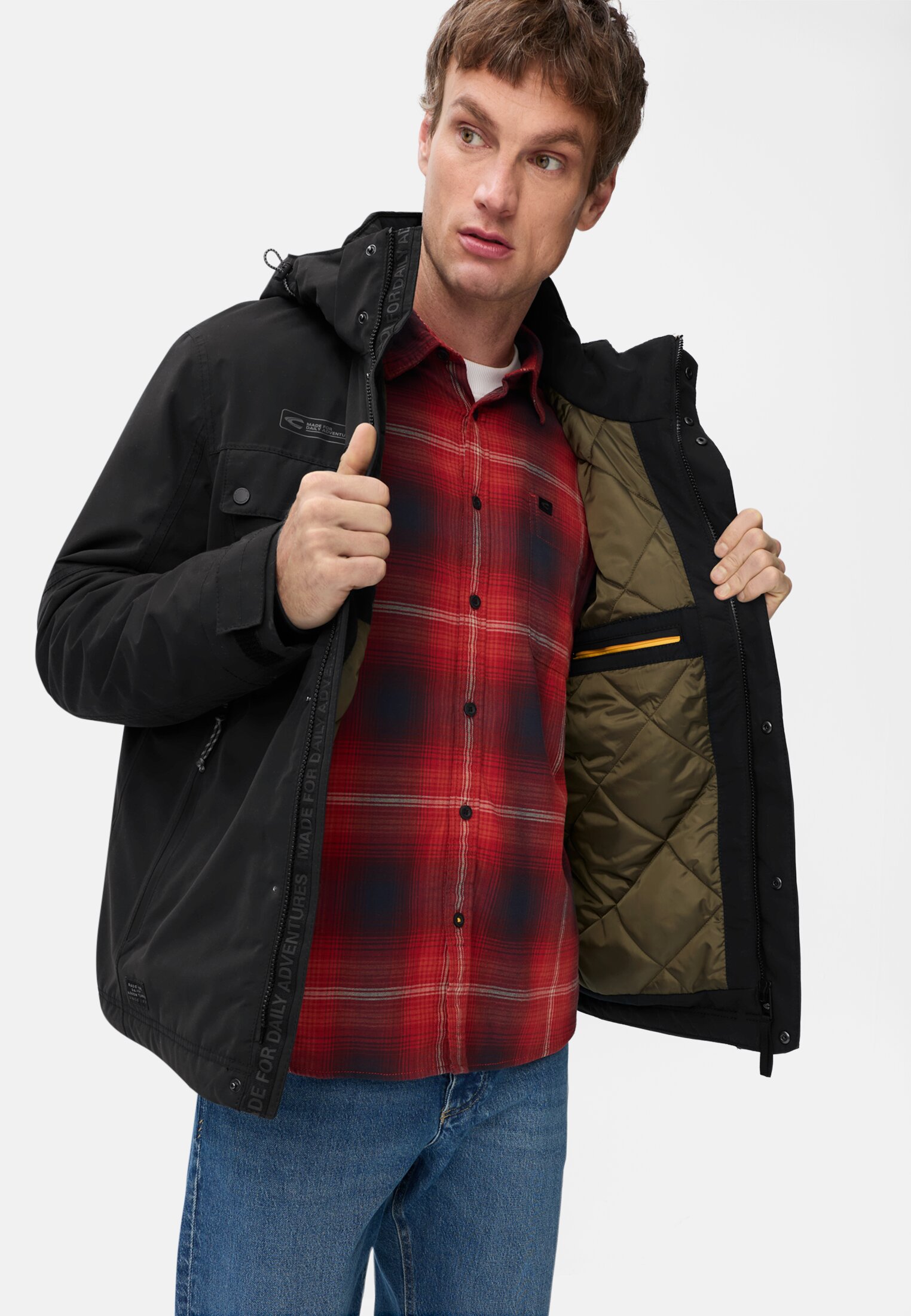 Men teXXXactive© functional jacket with removable hood Black worn emotional