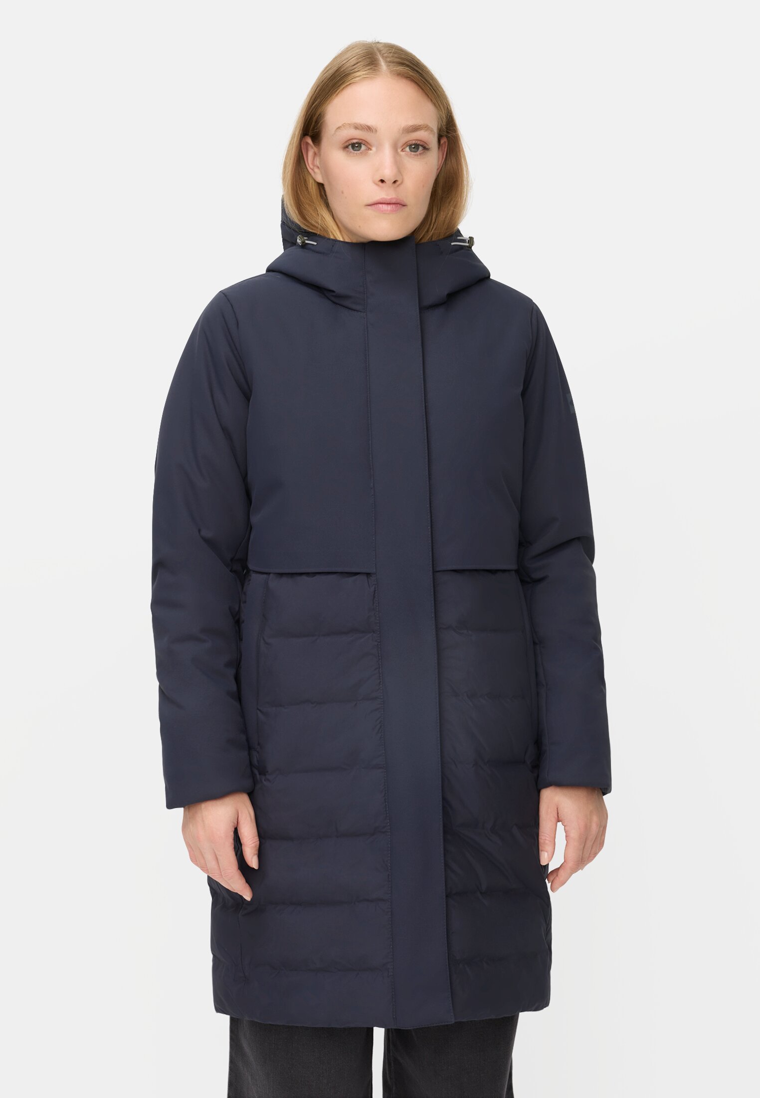 Damen teXXXactive®  Funktionsparka mit Kapuze Dunkelblau getragen vorn