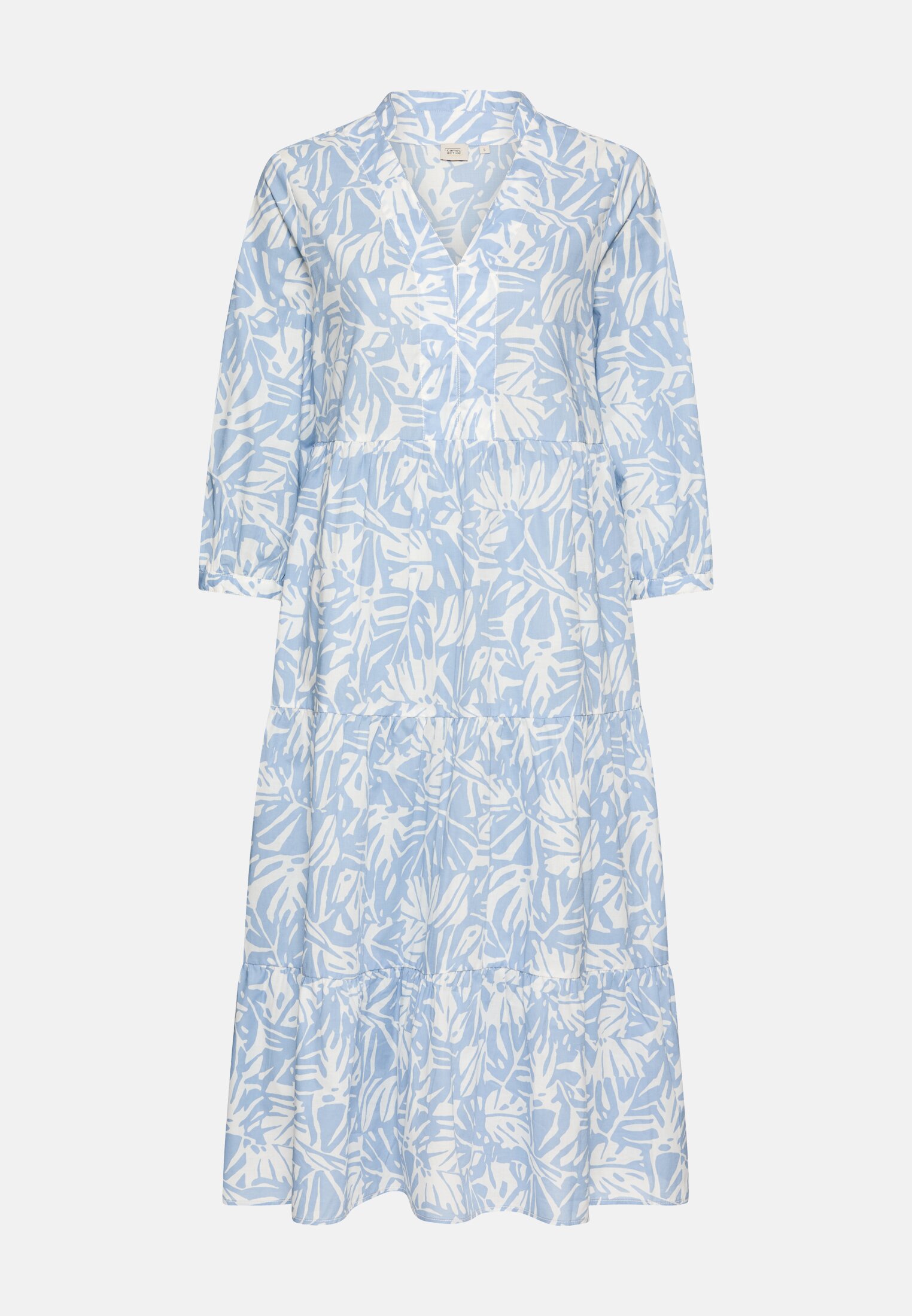 Women Mid-length summer dress with all-over print Light Blue AOP frontal front