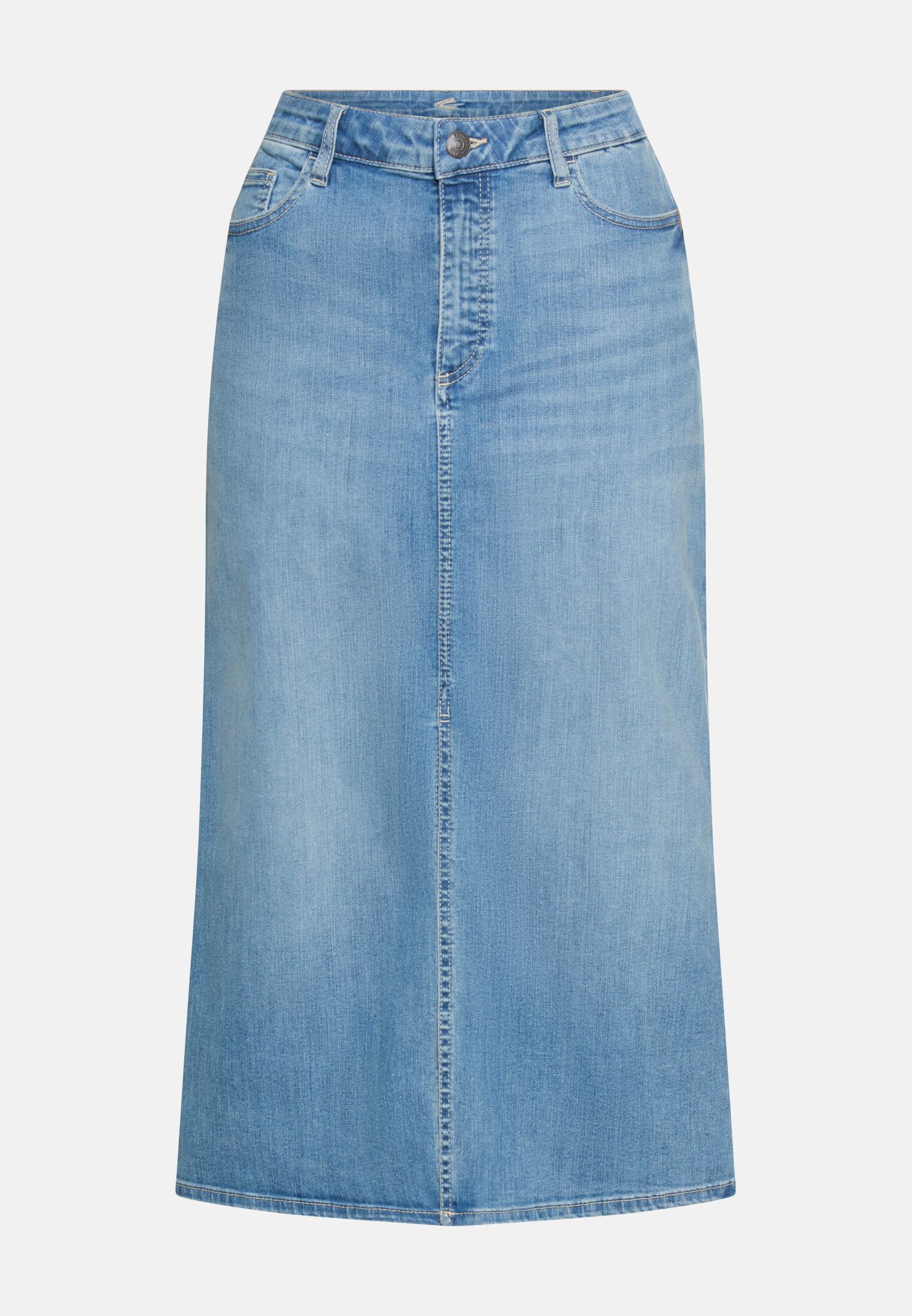 Damen Jeansrock mit 5-Pocket-Design Hellblau frontal vorn