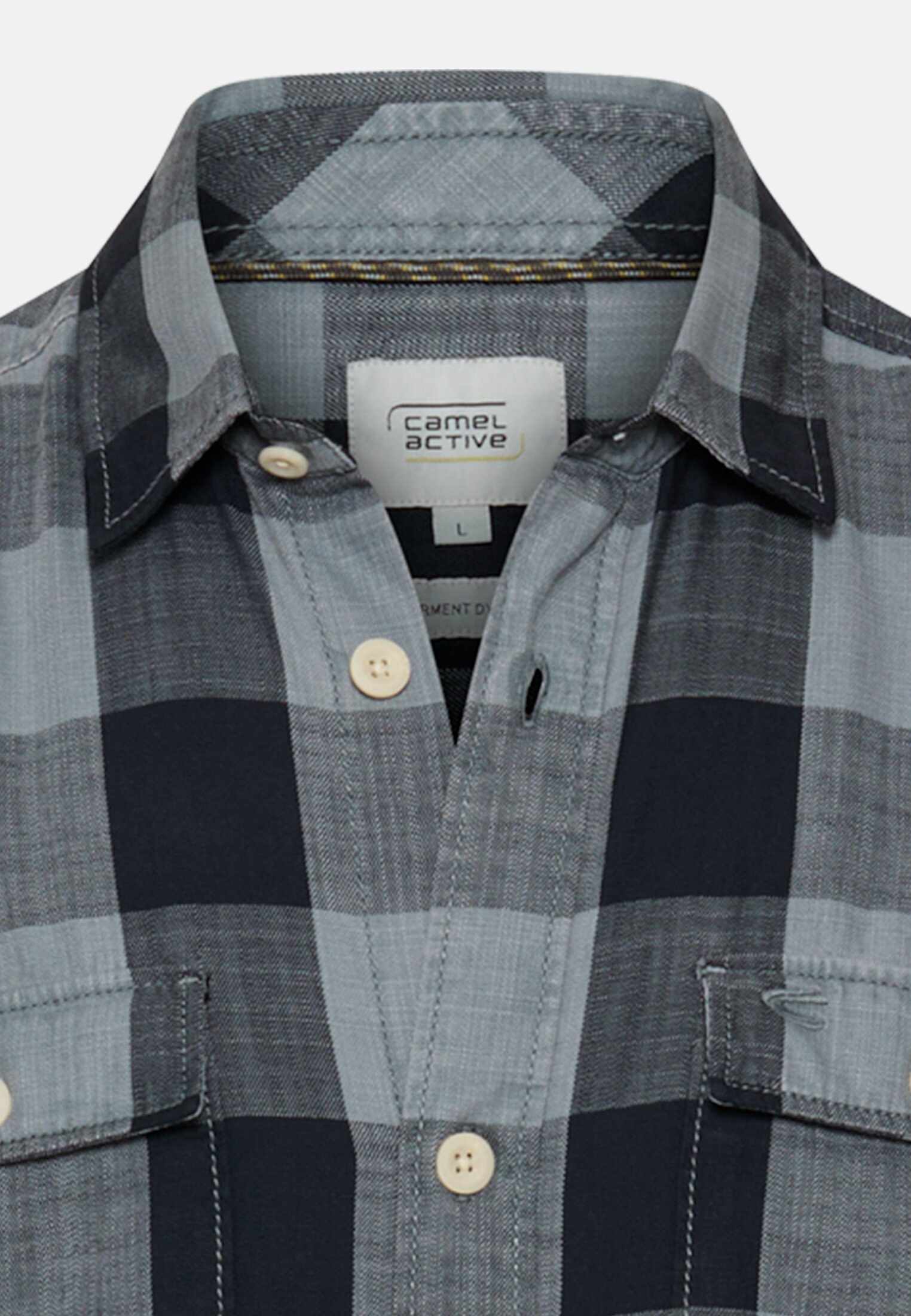 Heren Geruit overhemd van puur katoen Stormblauw front dichtbij