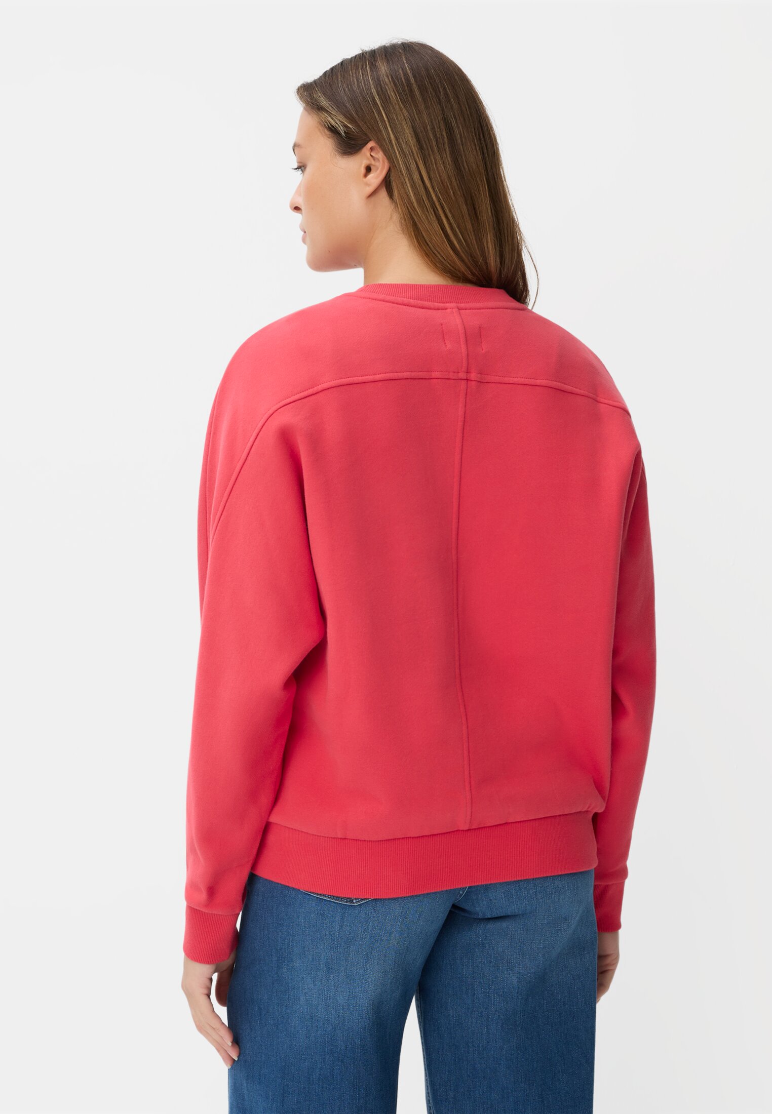 Damen Sweatshirt aus Baumwolle Rot getragen hinten