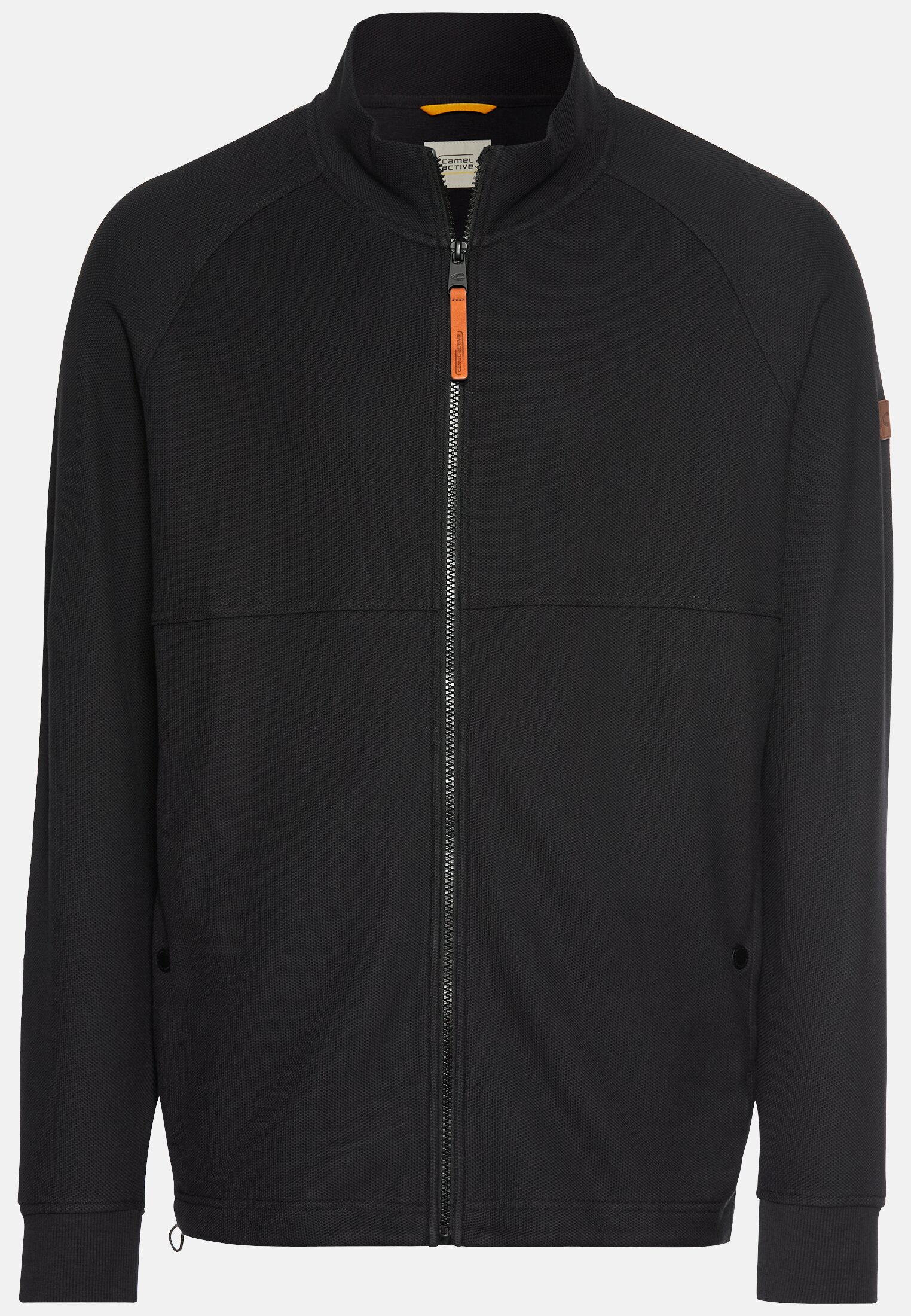 Men Sweat jacket with stand-up collar Black frontal front