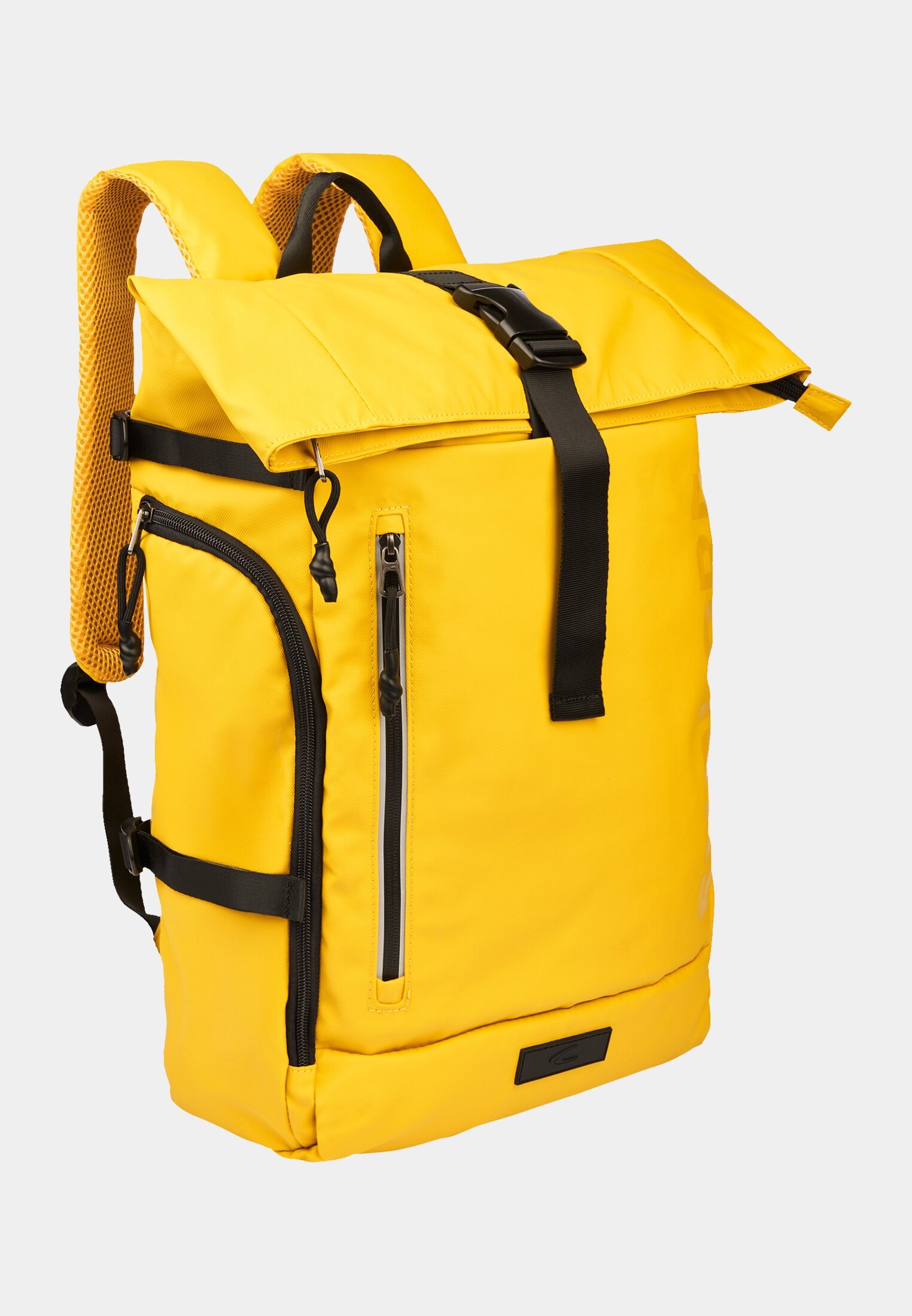 Men Rolltop backpack made of recycled nylon Yellow frontal front