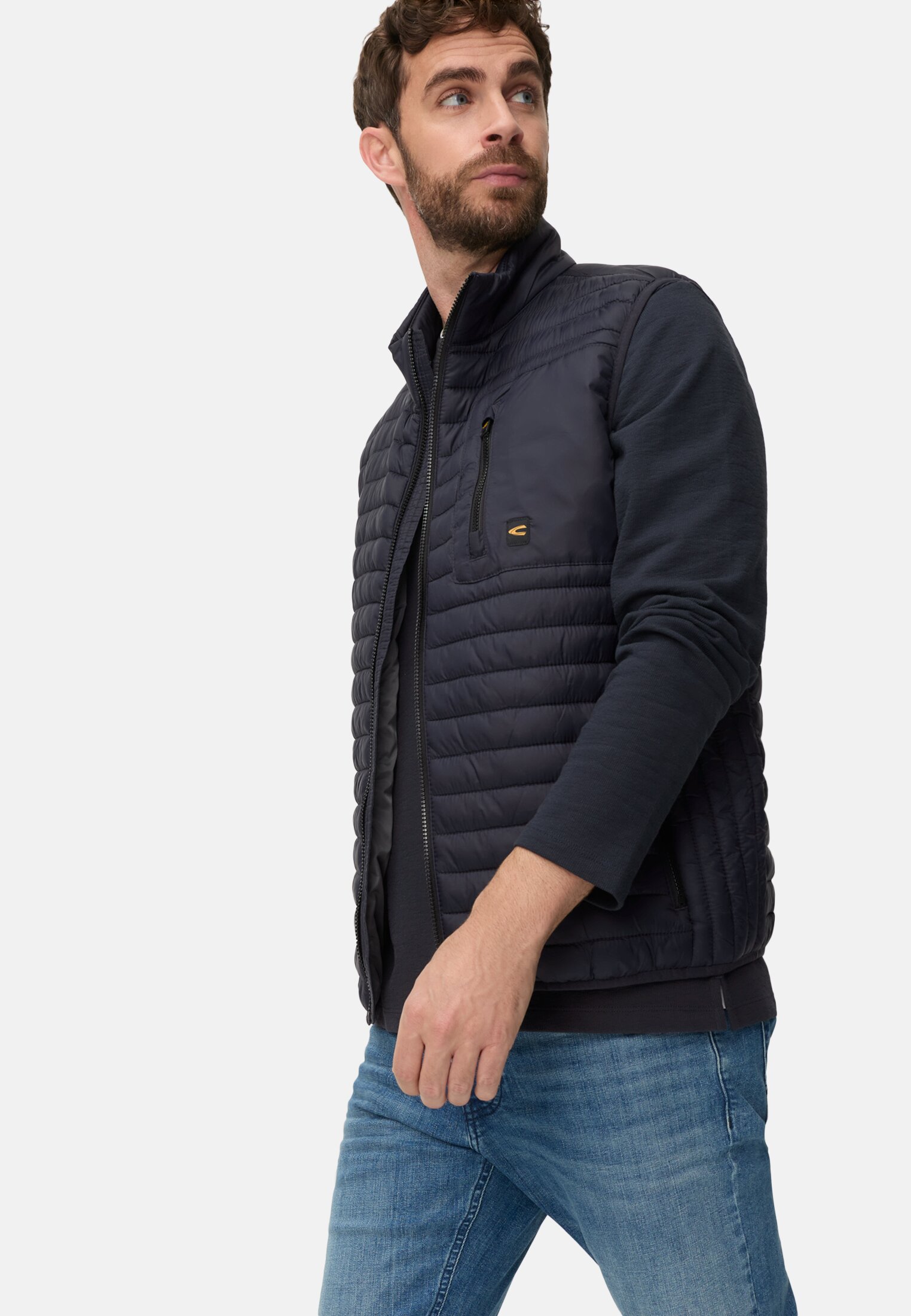 Men Vest with water-repellent function Navy Blue worn emotional