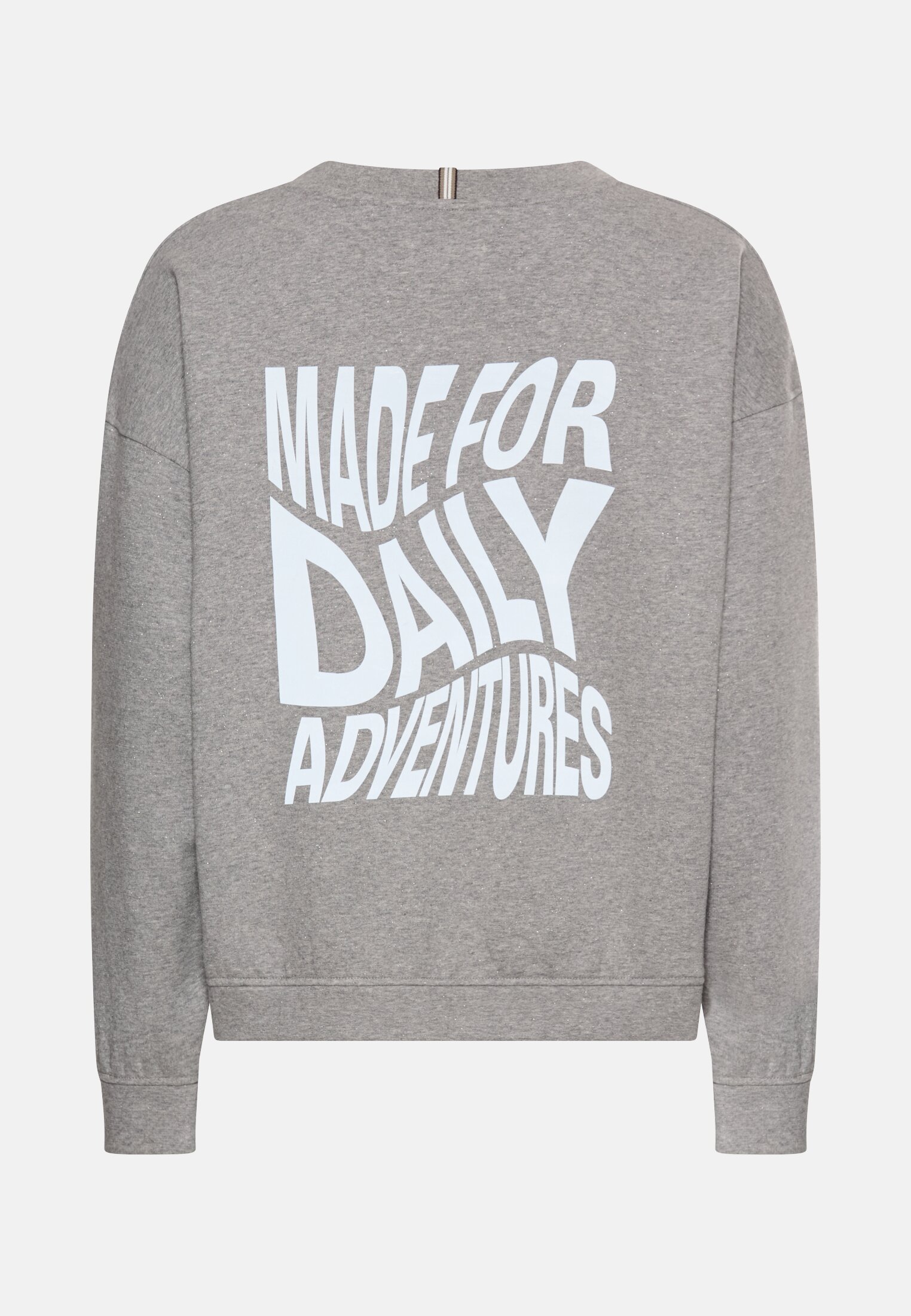 Damen Oversized Sweatshirt mit Rückenprint Grau frontal hinten